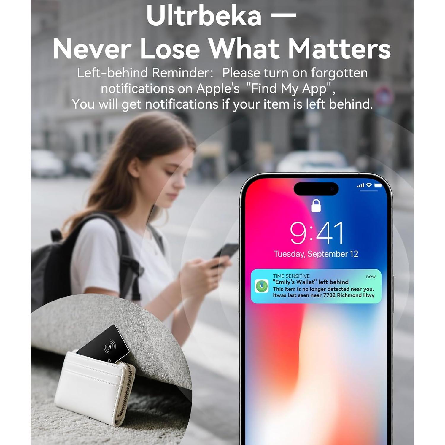 Rastreador Bluetooth Ultra Fino Ultrbeka IP68 para Carteras