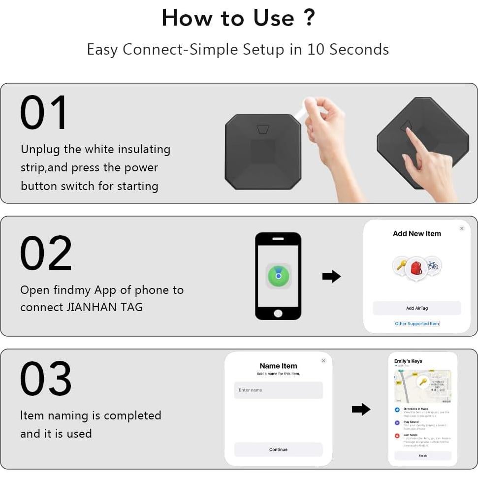 Localizador Bluetooth JianHan JH-Finder-B02 Negro - Apple Find My
