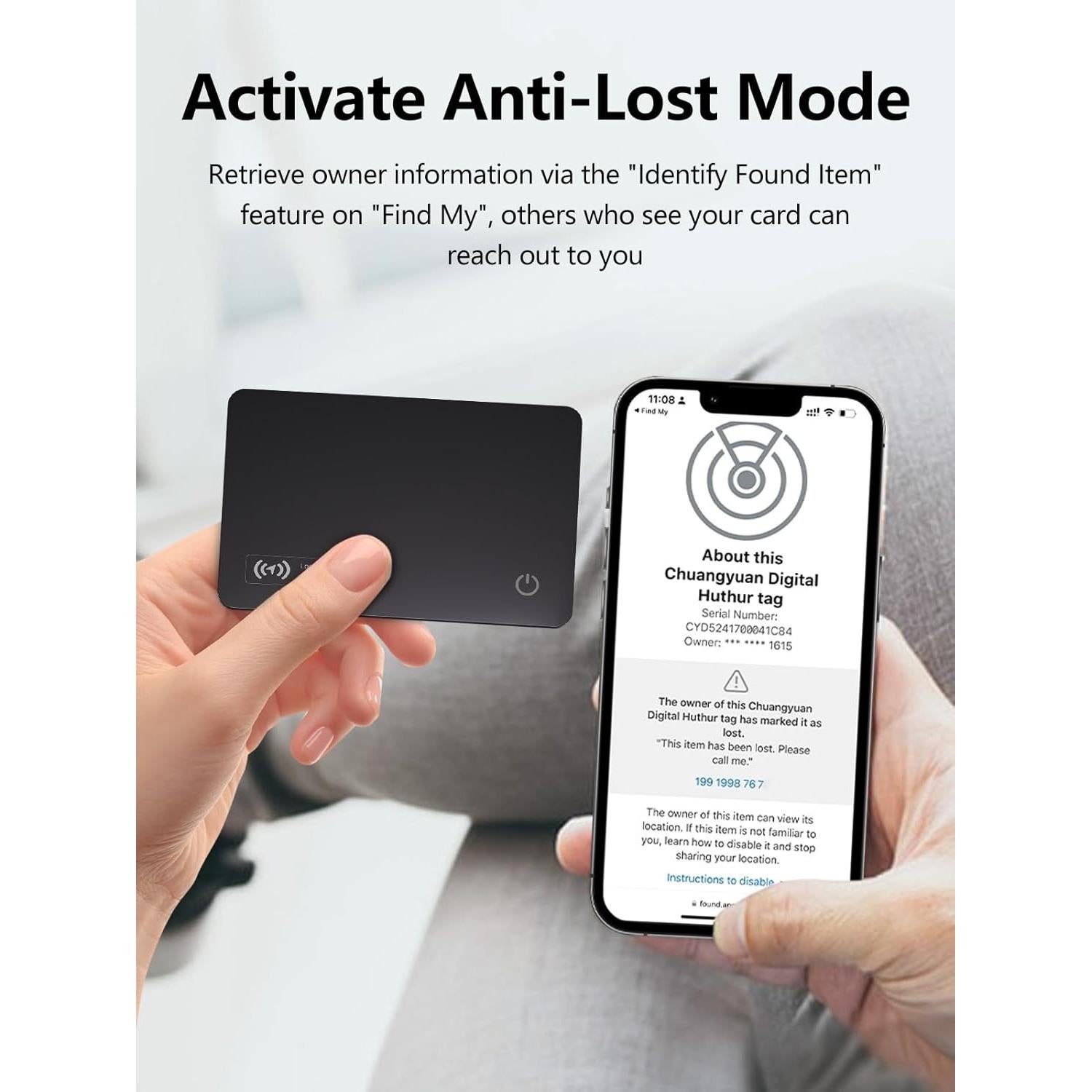 Tarjeta Localizadora Ultra Delgado Lmrbelec - 2 Paquete Negro