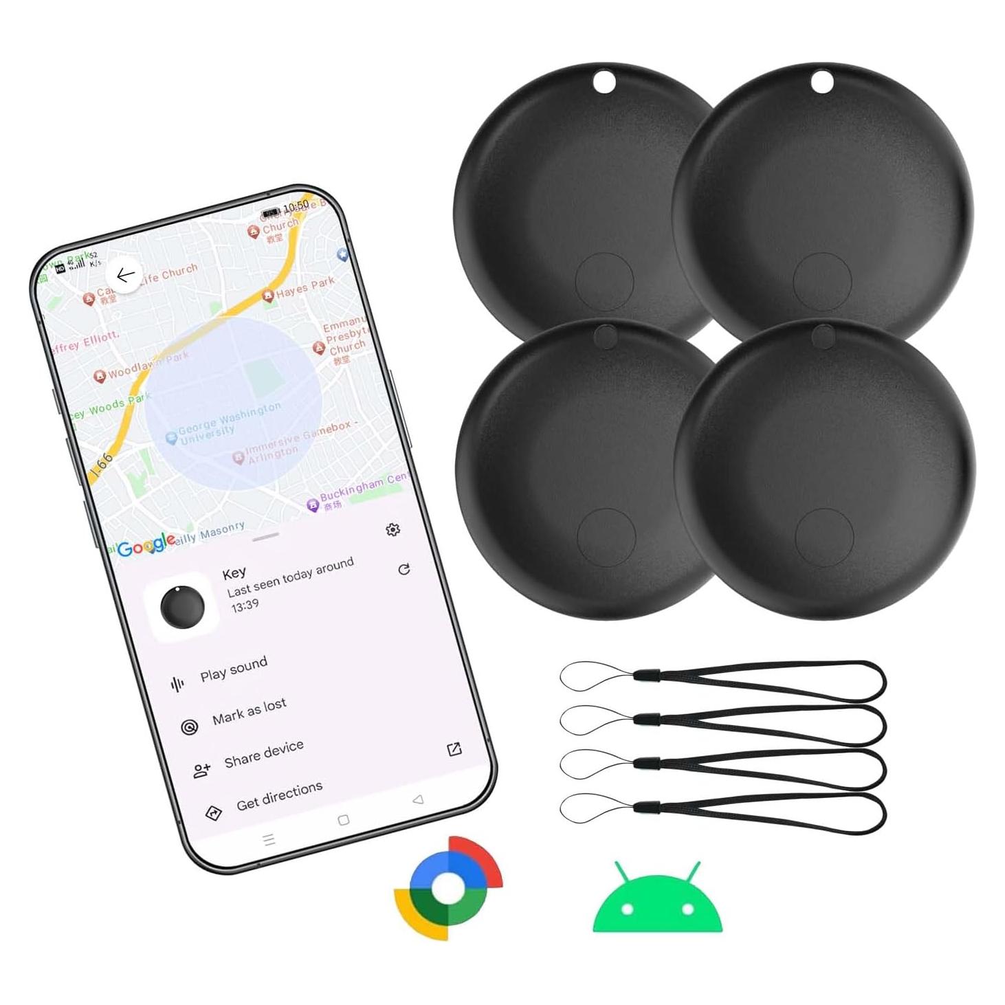 Air Tag Android Youmeet Paquete de 4 Rastreo Bluetooth Negro