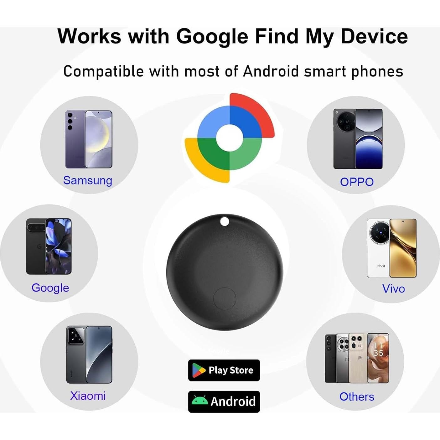 Air Tag Android Youmeet Paquete de 4 Rastreo Bluetooth Negro