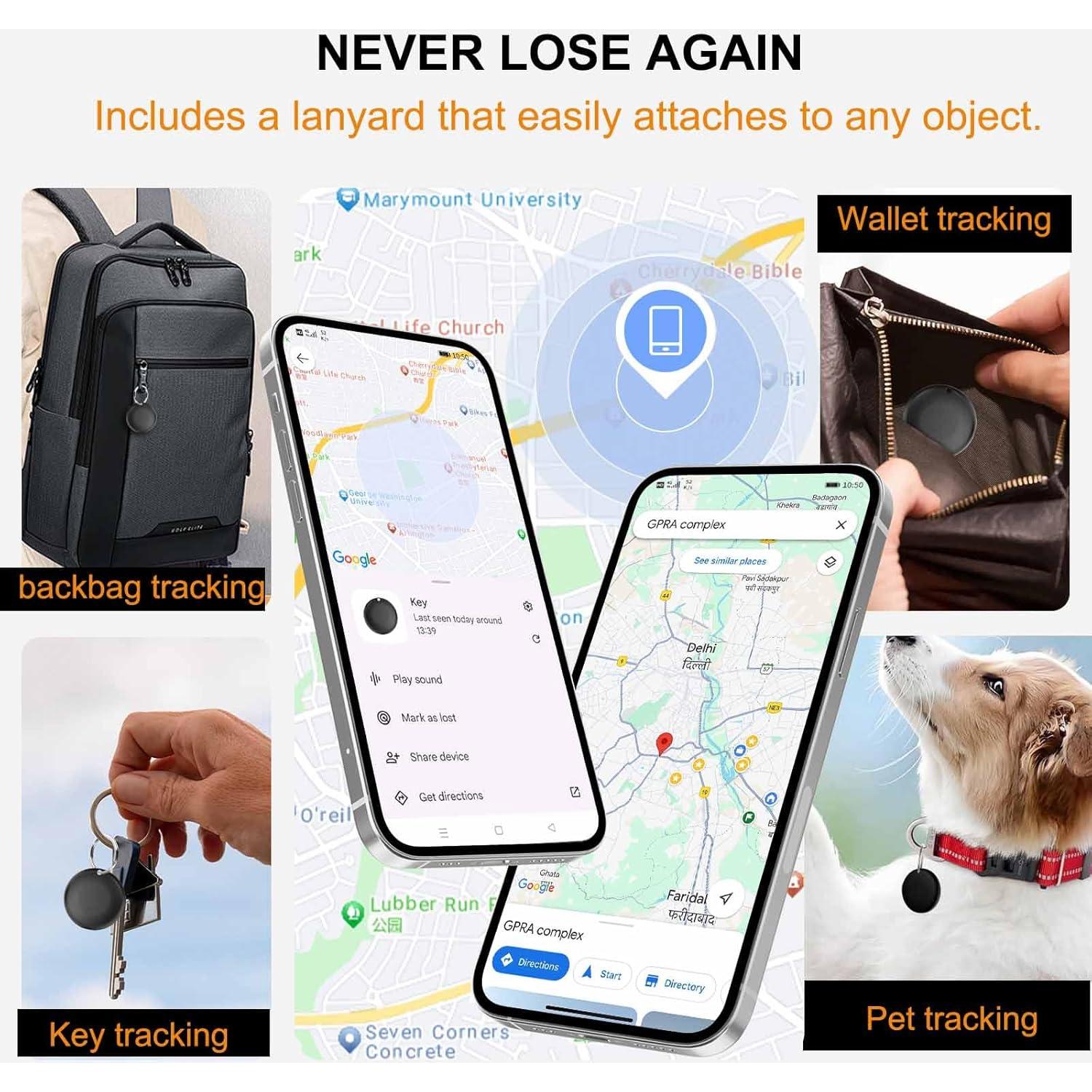 Air Tag Android Youmeet Paquete de 4 Rastreo Bluetooth Negro