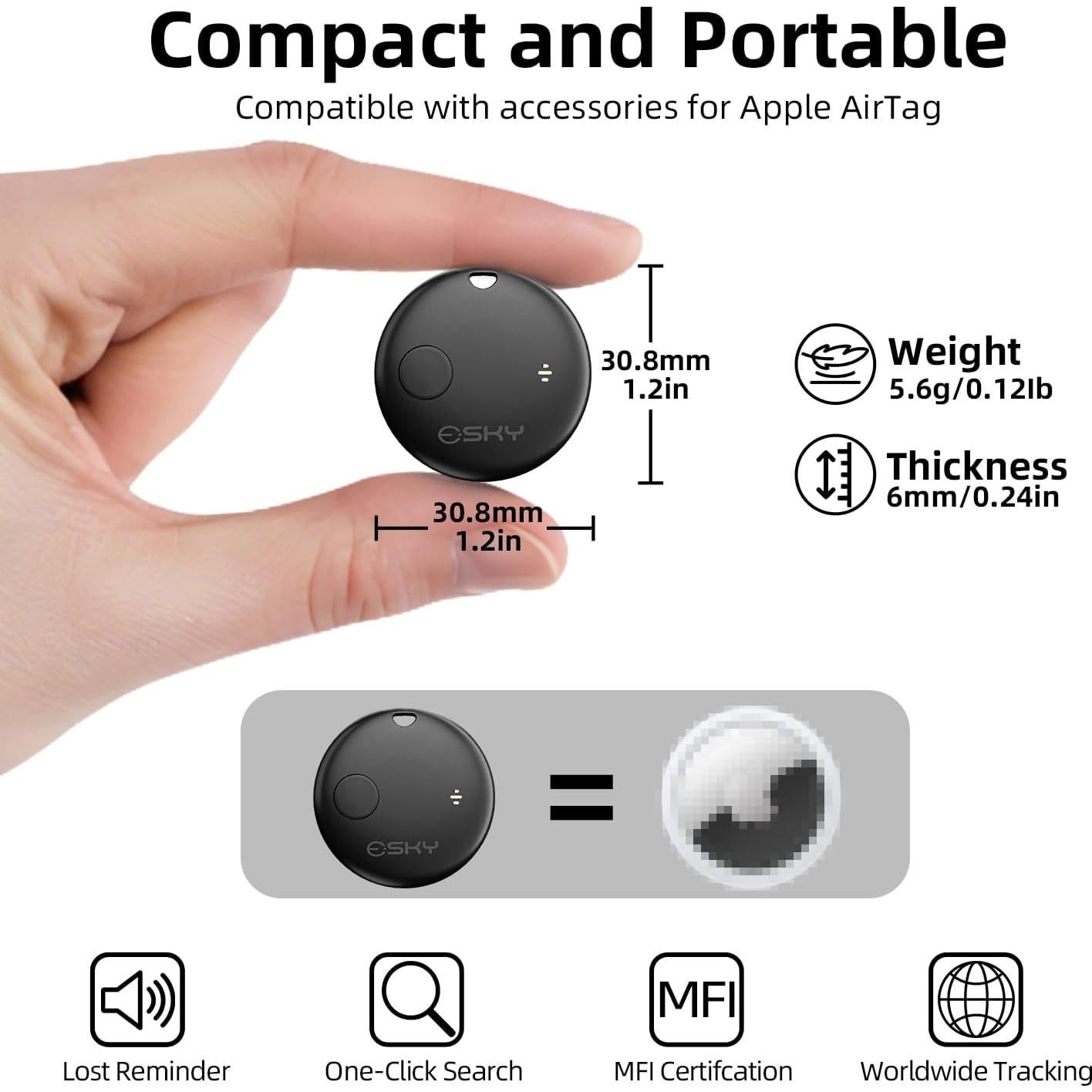 Rastreador Bluetooth Esky Air Tag 4 Pack - Localizador iOS