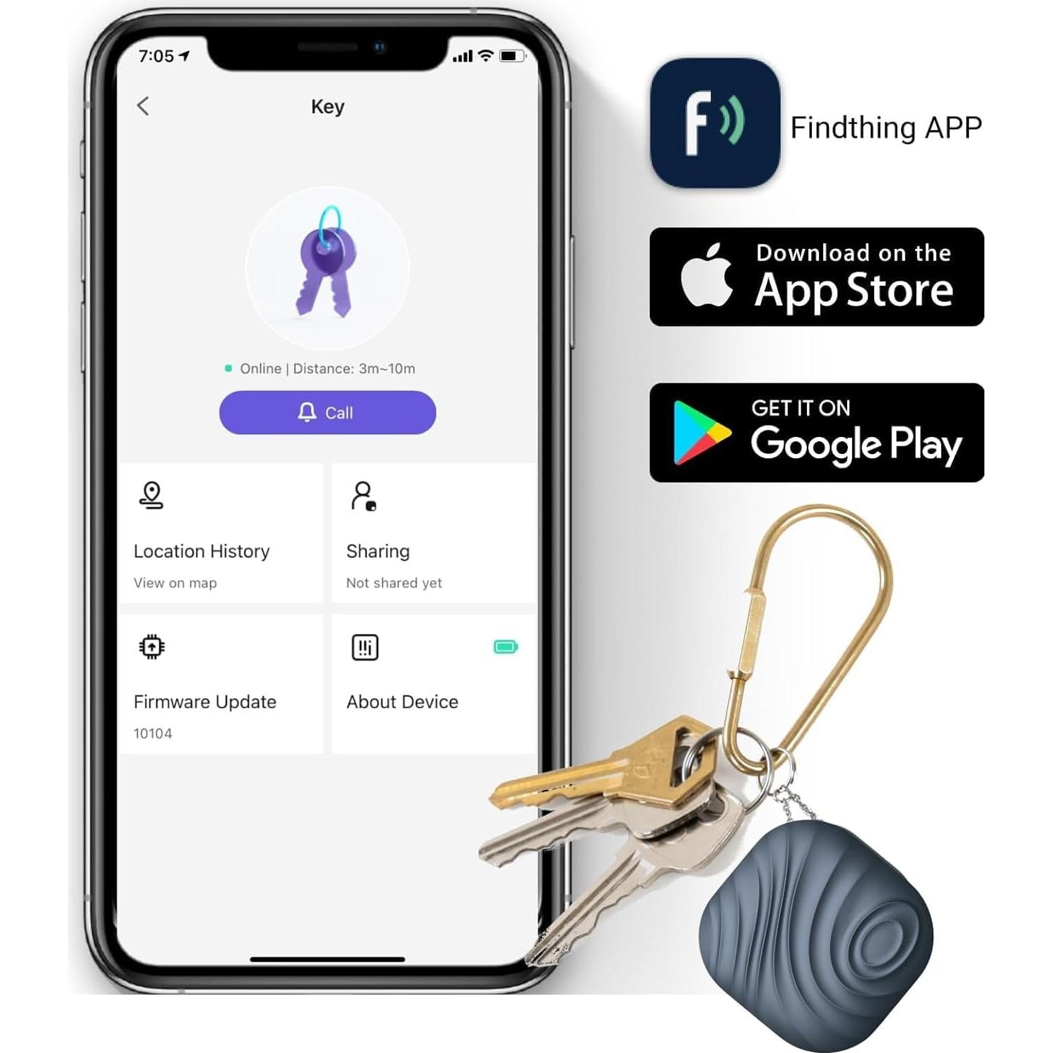 Localizador de Llaves Bluetooth Findthing F7X - Azul