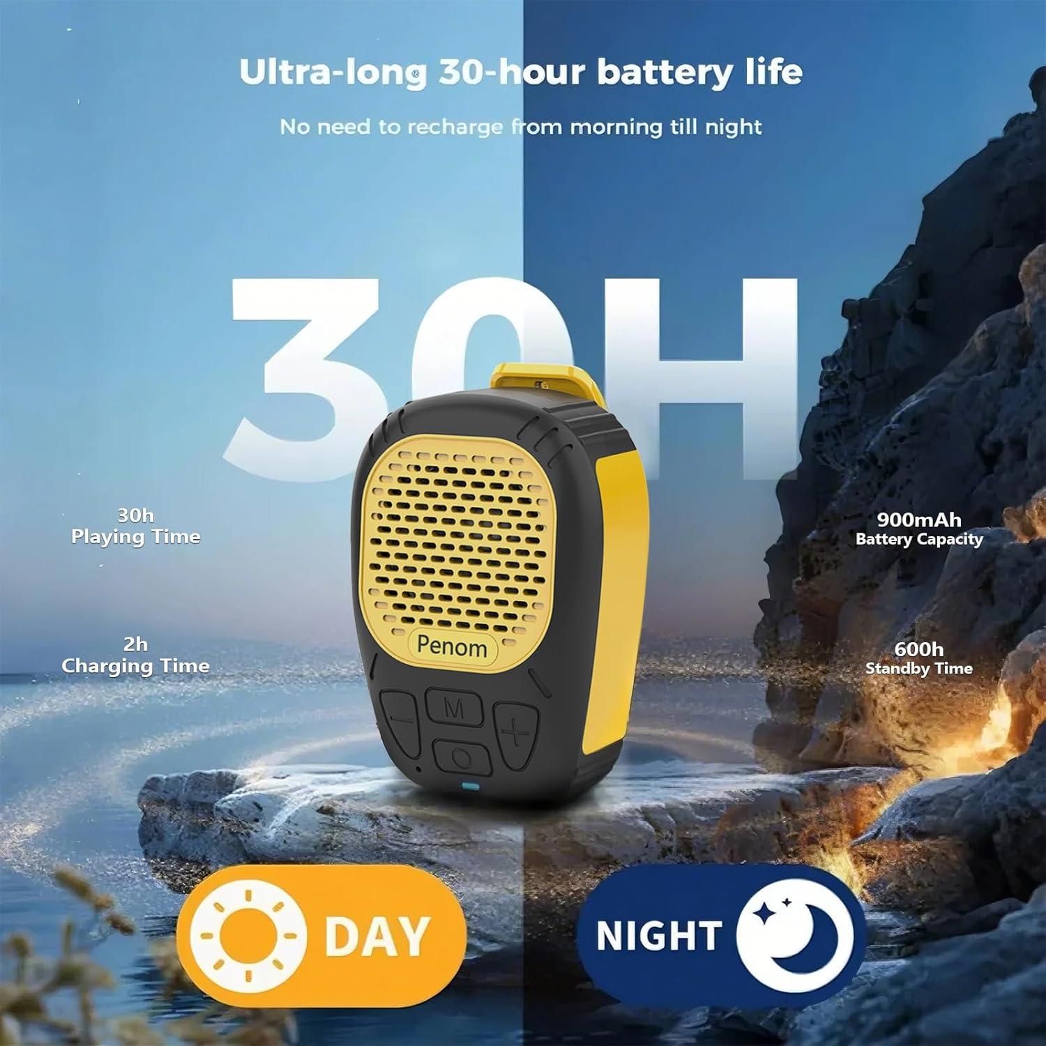 Altavoz Bluetooth portátil Envo amarillo IPX7 clip 30h