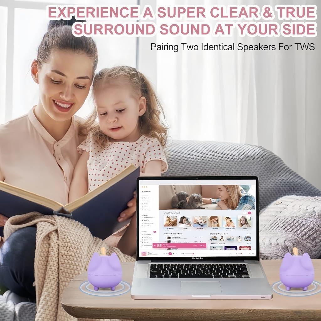 Altavoz Bluetooth Portátil Svemei Kitty Púrpura, 40h Batería