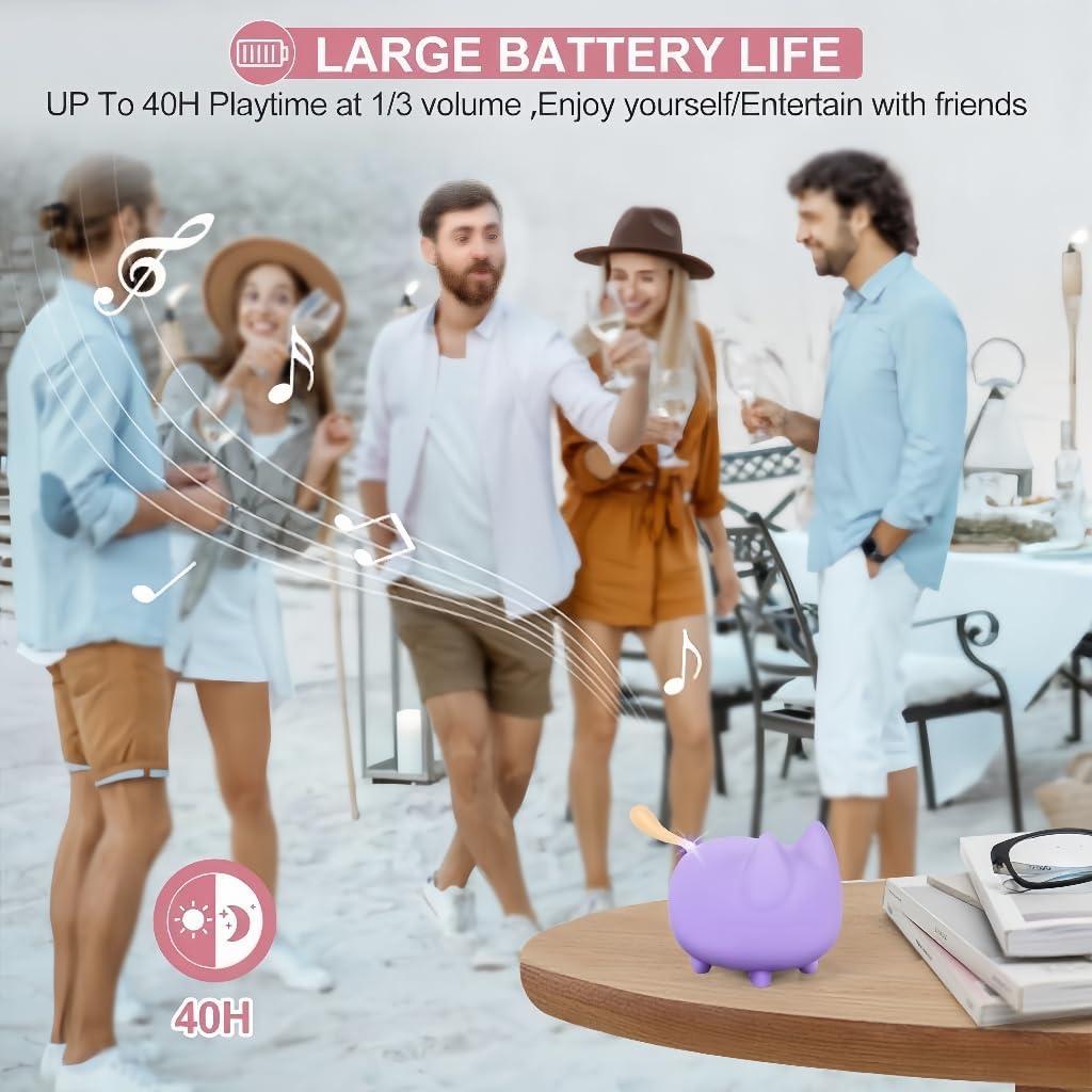 Altavoz Bluetooth Portátil Svemei Kitty Púrpura, 40h Batería