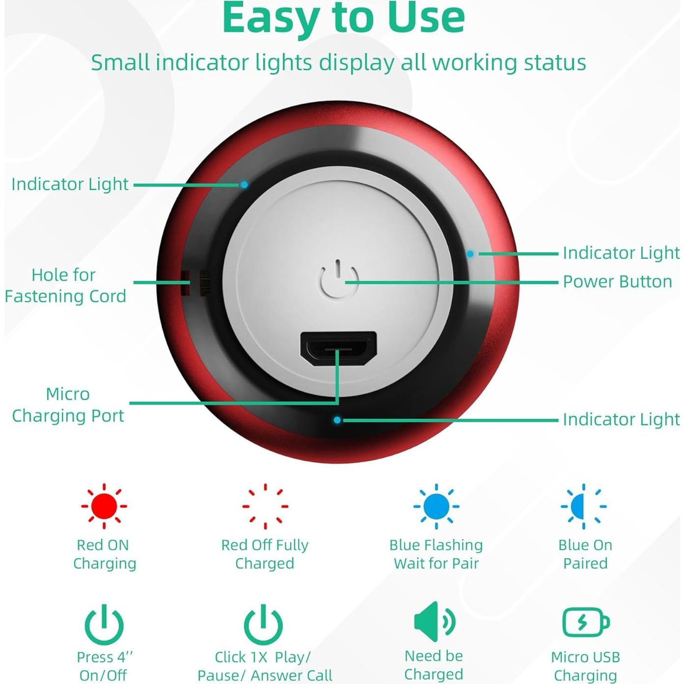 Altavoces Mini Bluetooth SEVENKA 2 Pack 3W Portátiles Rojo