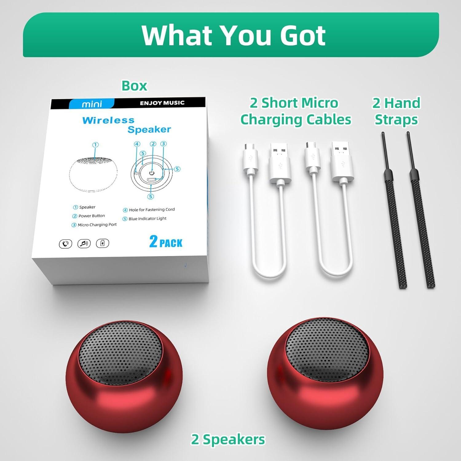 Altavoces Mini Bluetooth SEVENKA 2 Pack 3W Portátiles Rojo