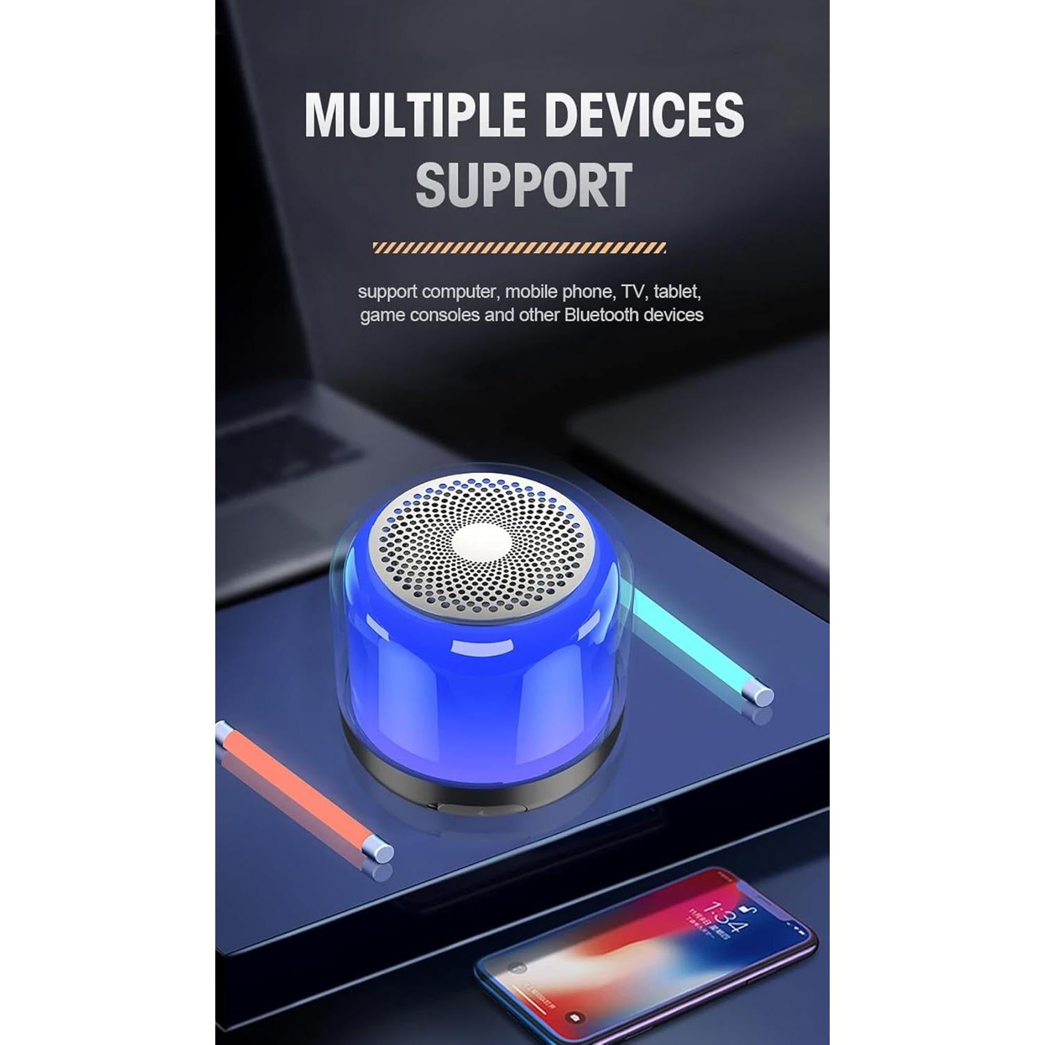 Altavoz Bluetooth QOFE Mini 5W Impermeable con Luces LED