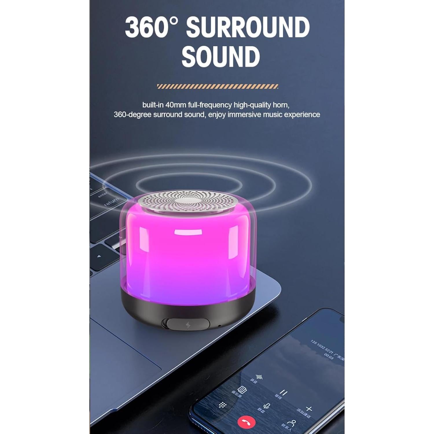 Altavoz Bluetooth QOFE Mini 5W Impermeable con Luces LED