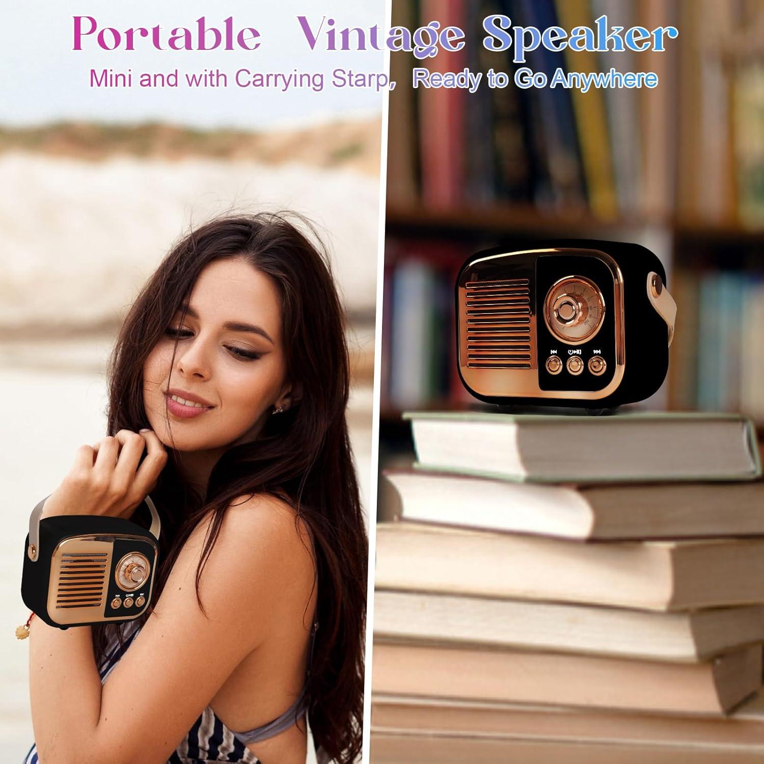 Altavoz Bluetooth Retro Aresrora Mini 3W Negro - Diseño Vintage