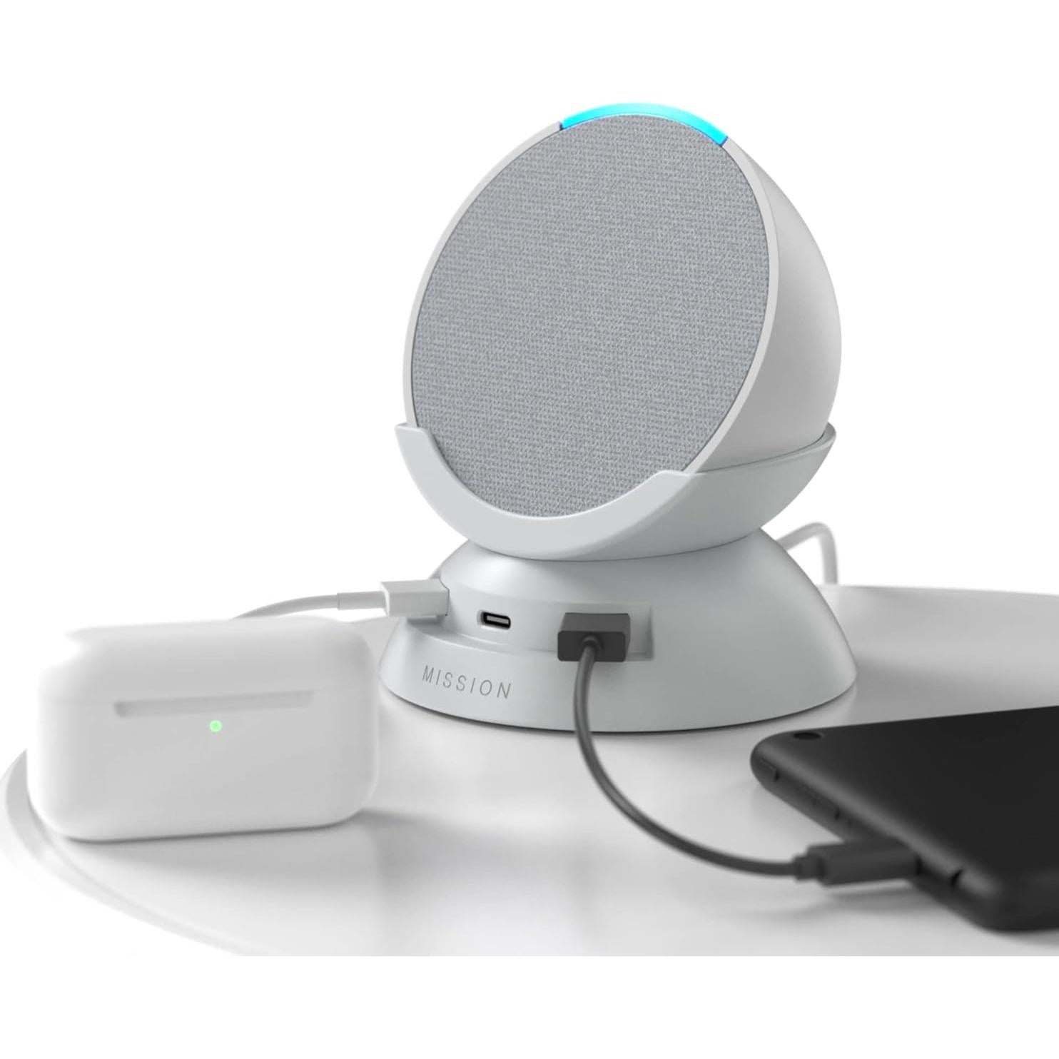 Soporte Cargador USB-C y USB-A para Echo Pop 2023