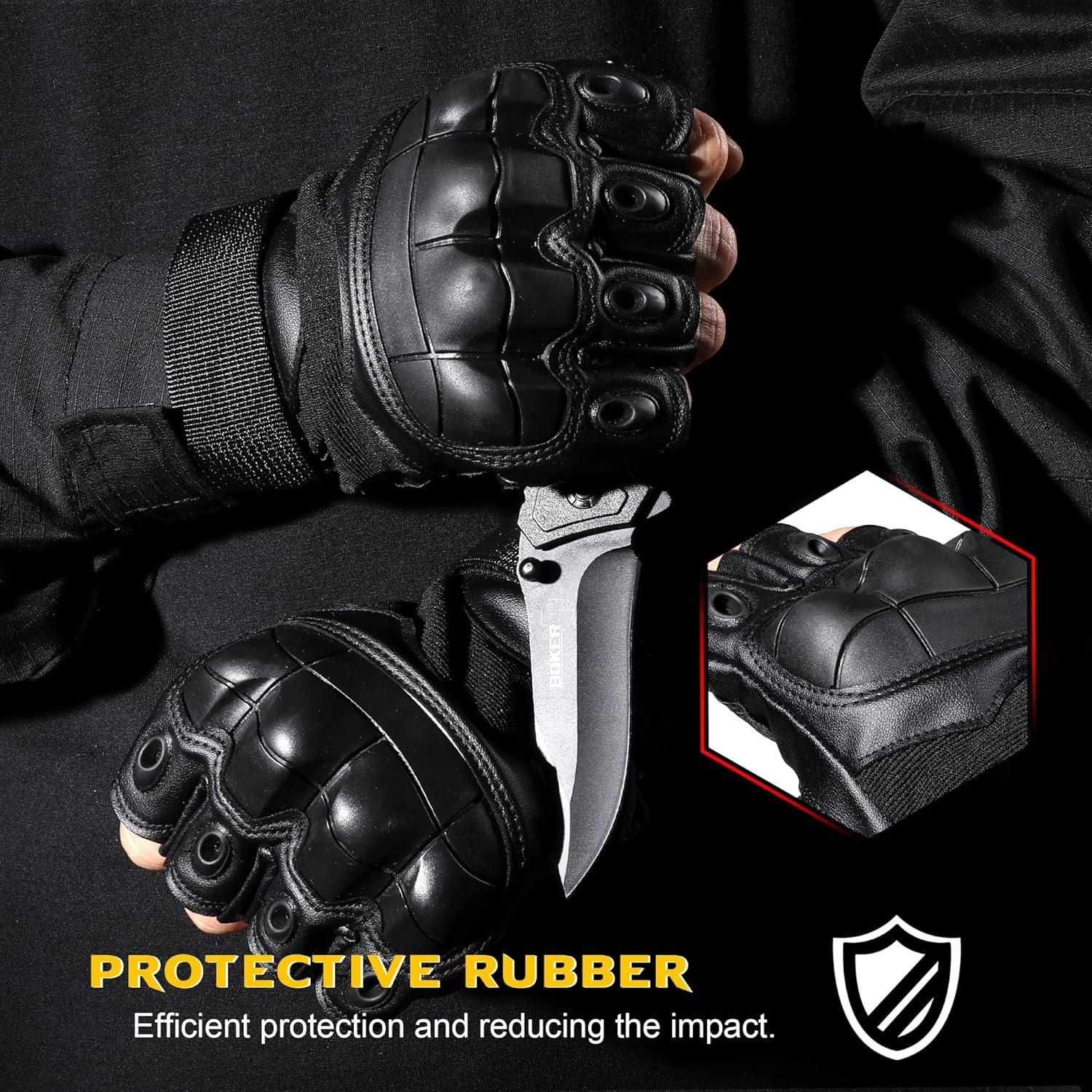 Guantes Tácticos WTACTFUL Sin Dedos para Motocicleta y Ciclismo