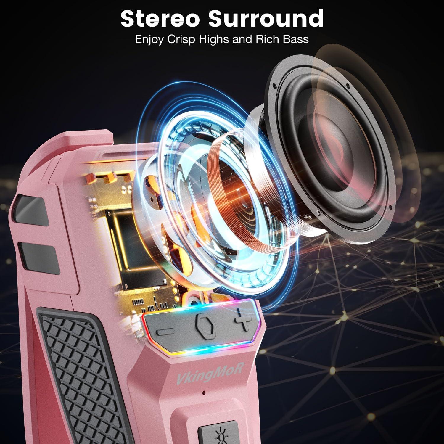 Altavoz Bluetooth Portátil VkingMoR BH127AP Rosa Impermeable