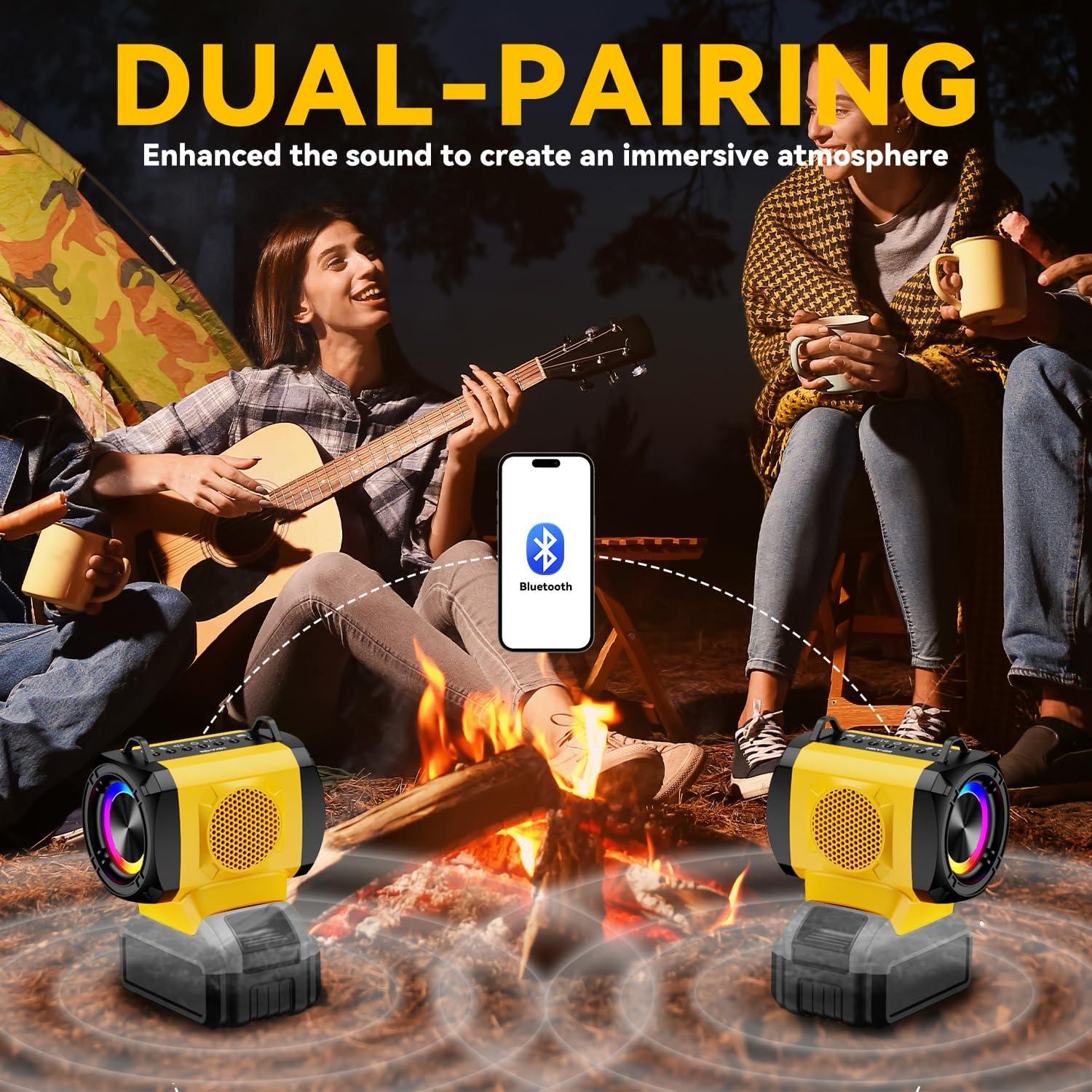 Altavoz Bluetooth Dewalt 20W con USB-C y luces LED