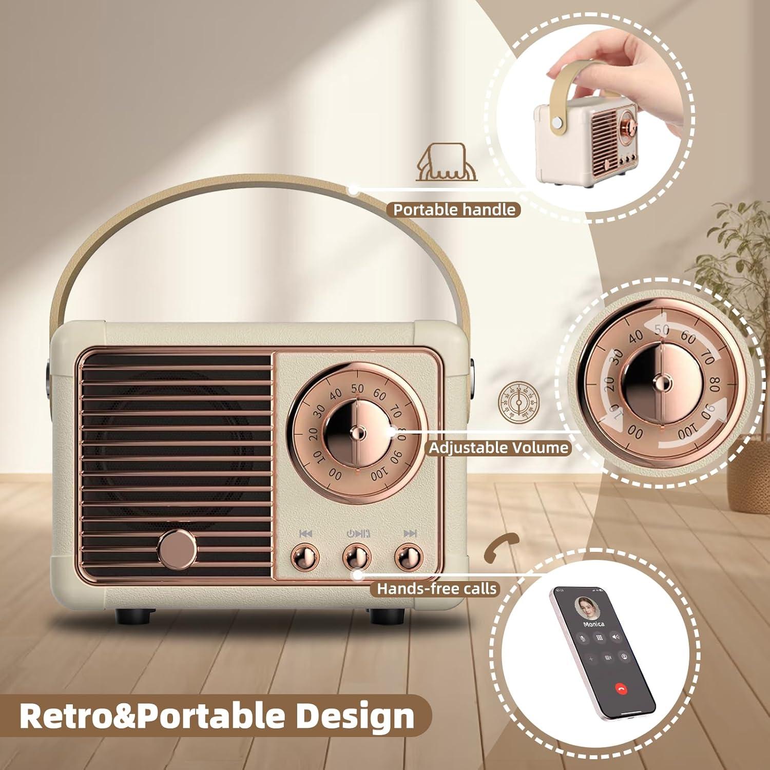 Altavoz Portátil Retro Caulikine HM11 Beige Bluetooth 5.0