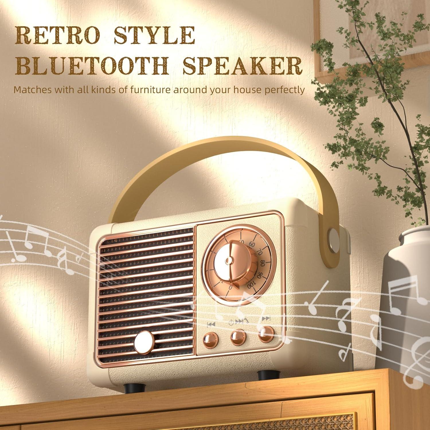 Altavoz Portátil Retro Caulikine HM11 Beige Bluetooth 5.0