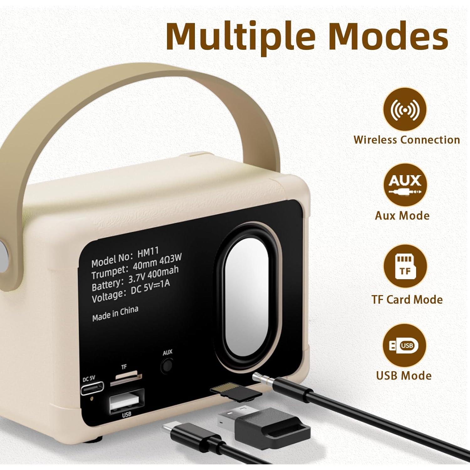 Altavoz Portátil Retro Caulikine HM11 Beige Bluetooth 5.0