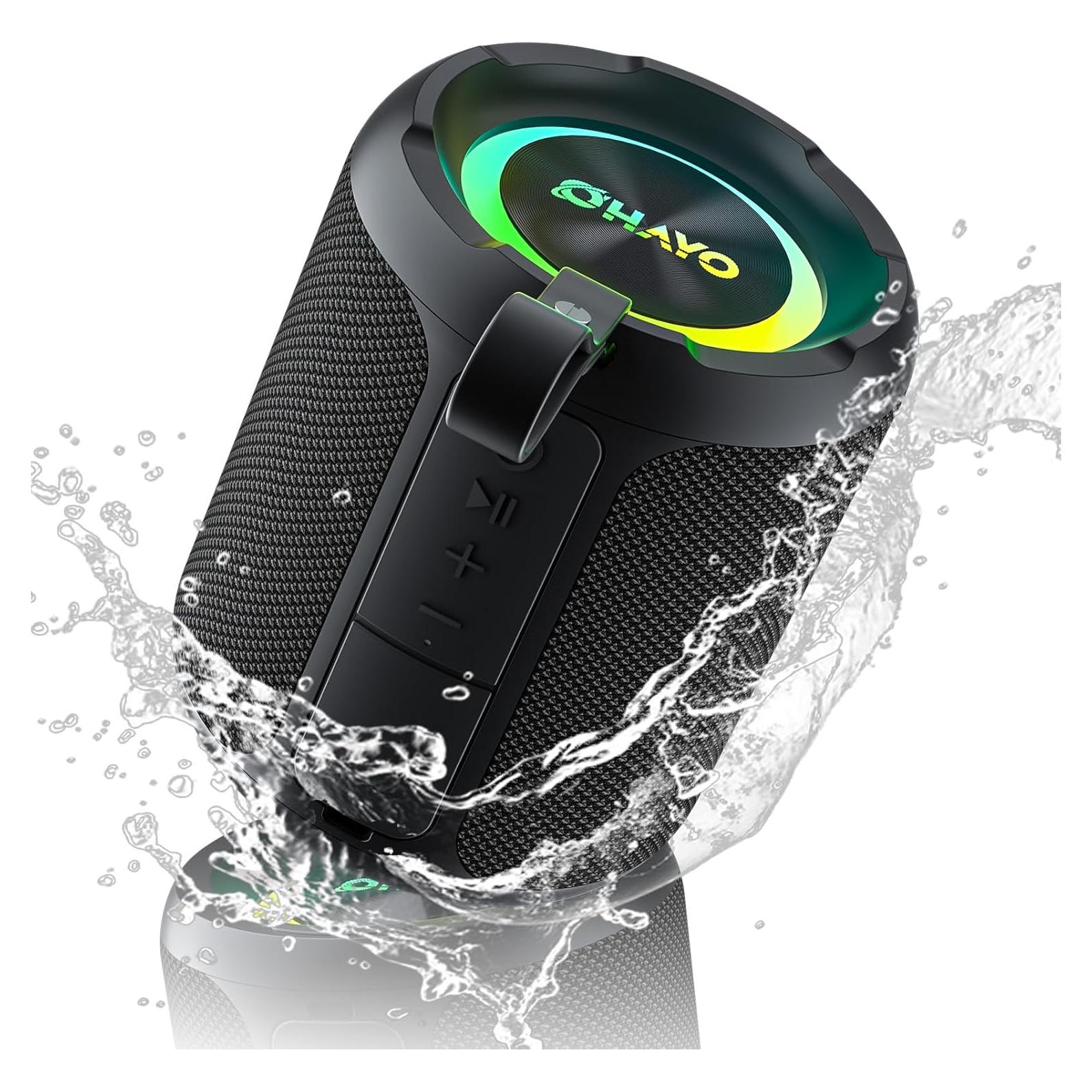 Altavoz Bluetooth Portátil OHAYO 40W Impermeable IPX7 con Luces RGB