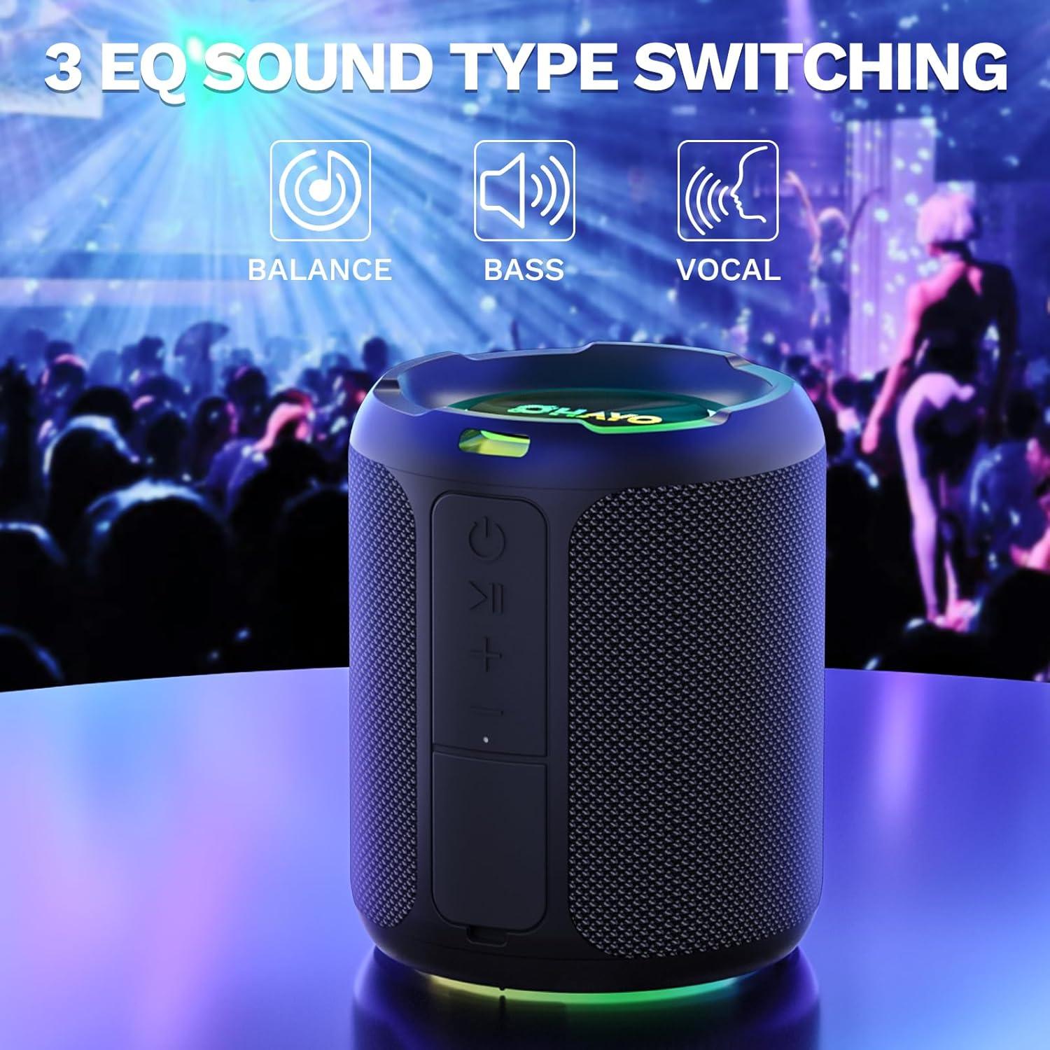 Altavoz Bluetooth Portátil OHAYO 40W Impermeable IPX7 con Luces RGB