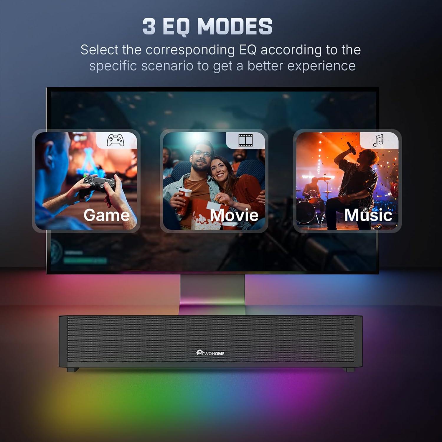 Barra de Sonido Wohome G90 2.1 Bluetooth 5.3 con RGB