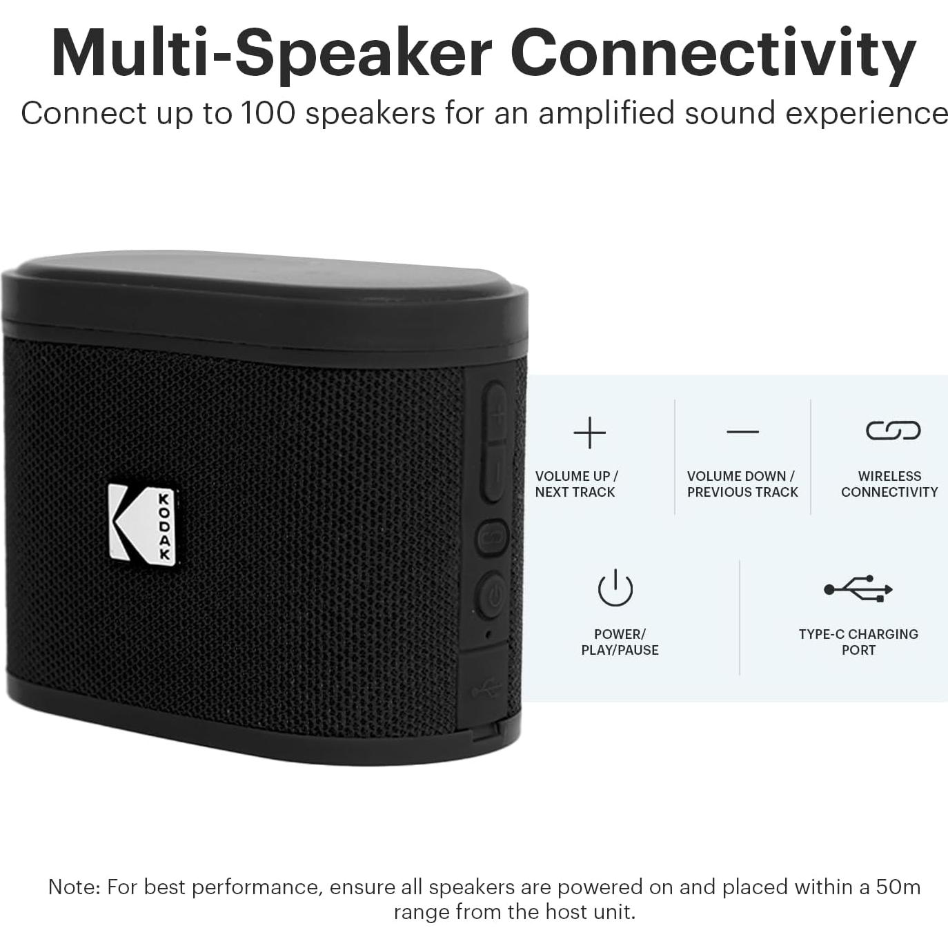 Altavoz Inalámbrico KODAK SOUNDBRIX Negro 5W Resistente al Agua