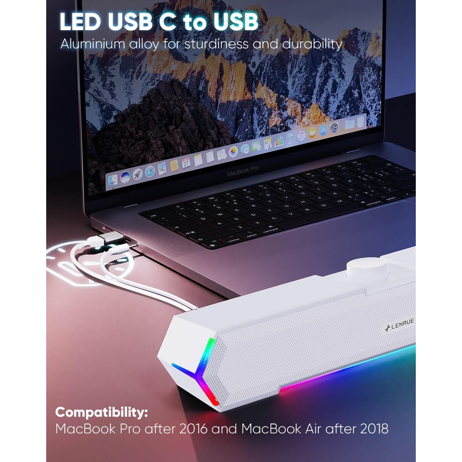 Altavoces Multimedia LENRUE G11 USB C para PC y Laptop