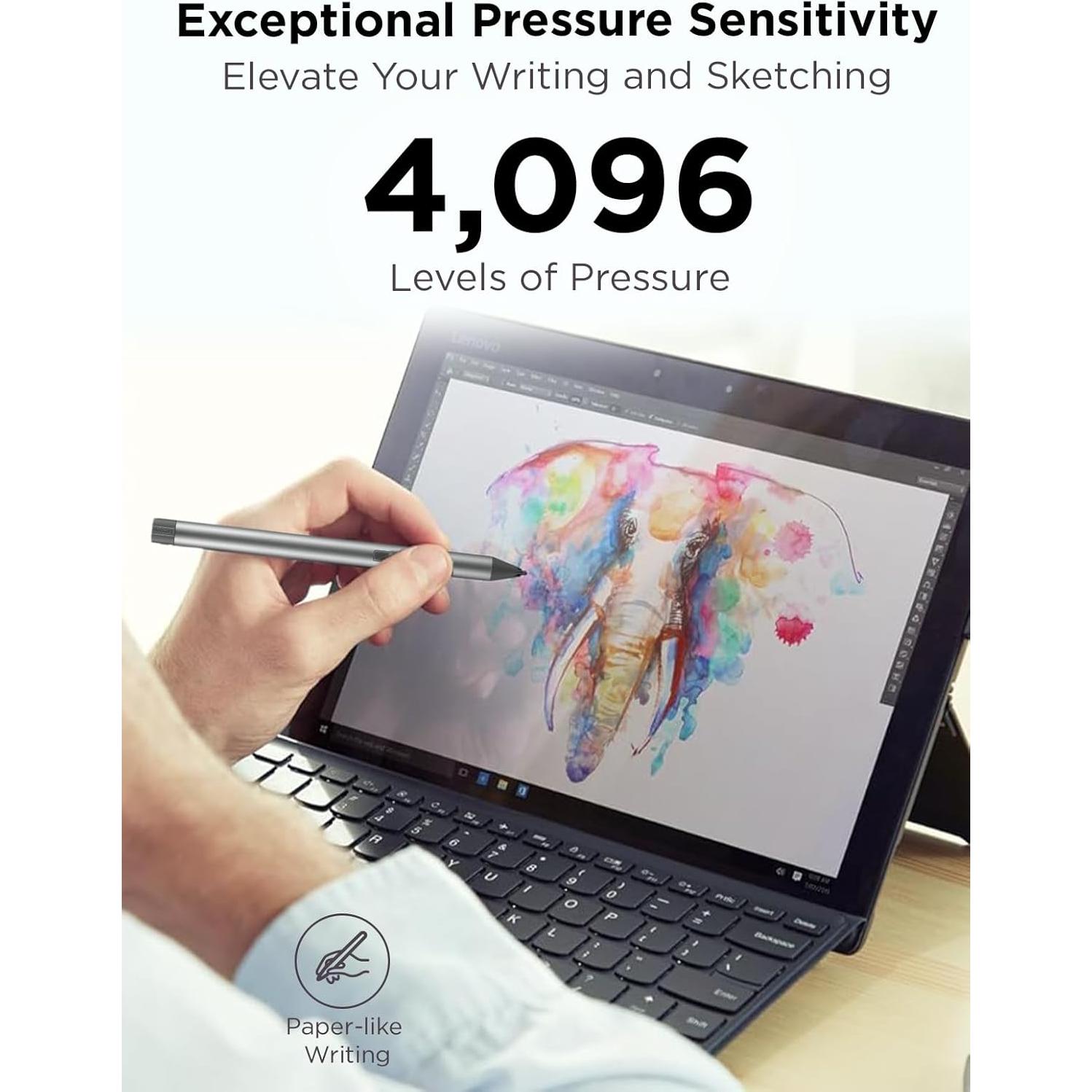 Lápiz Digital Lenovo 2 - Ultra-Táctil - 4096 Niveles de Presión - Gris