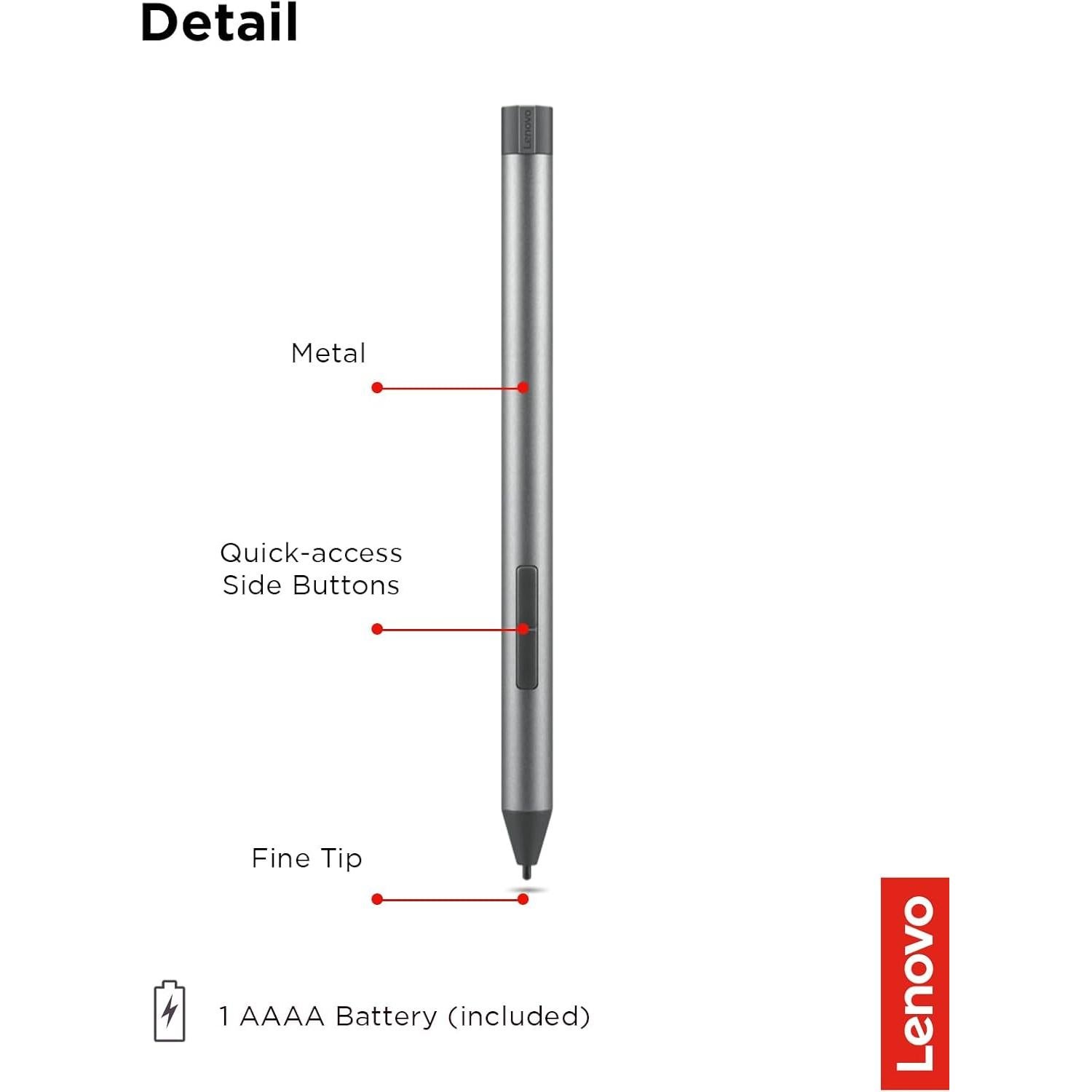 Lápiz Digital Lenovo 2 - Ultra-Táctil - 4096 Niveles de Presión - Gris