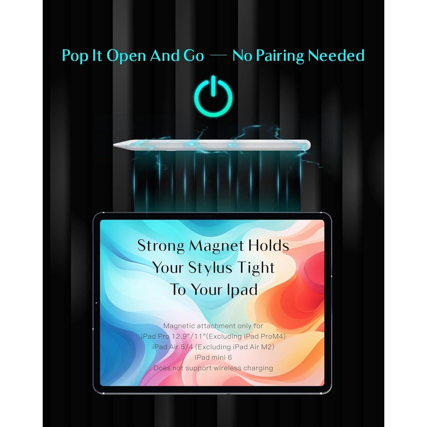 Lápiz Stylus YEBOS para iPad 2018-2025, Carga Rápida USB-C