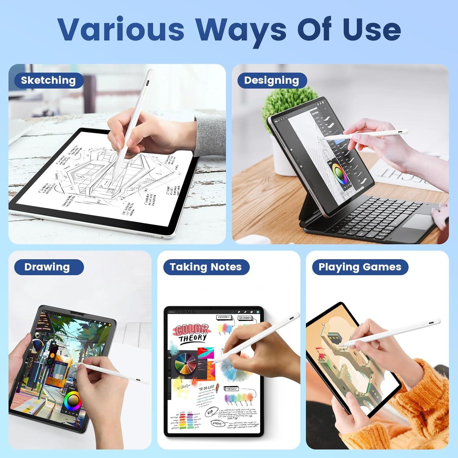 Lápiz Stylus Lanteso Rosa para iPad 2018-2024, Sensibilidad Inclinación