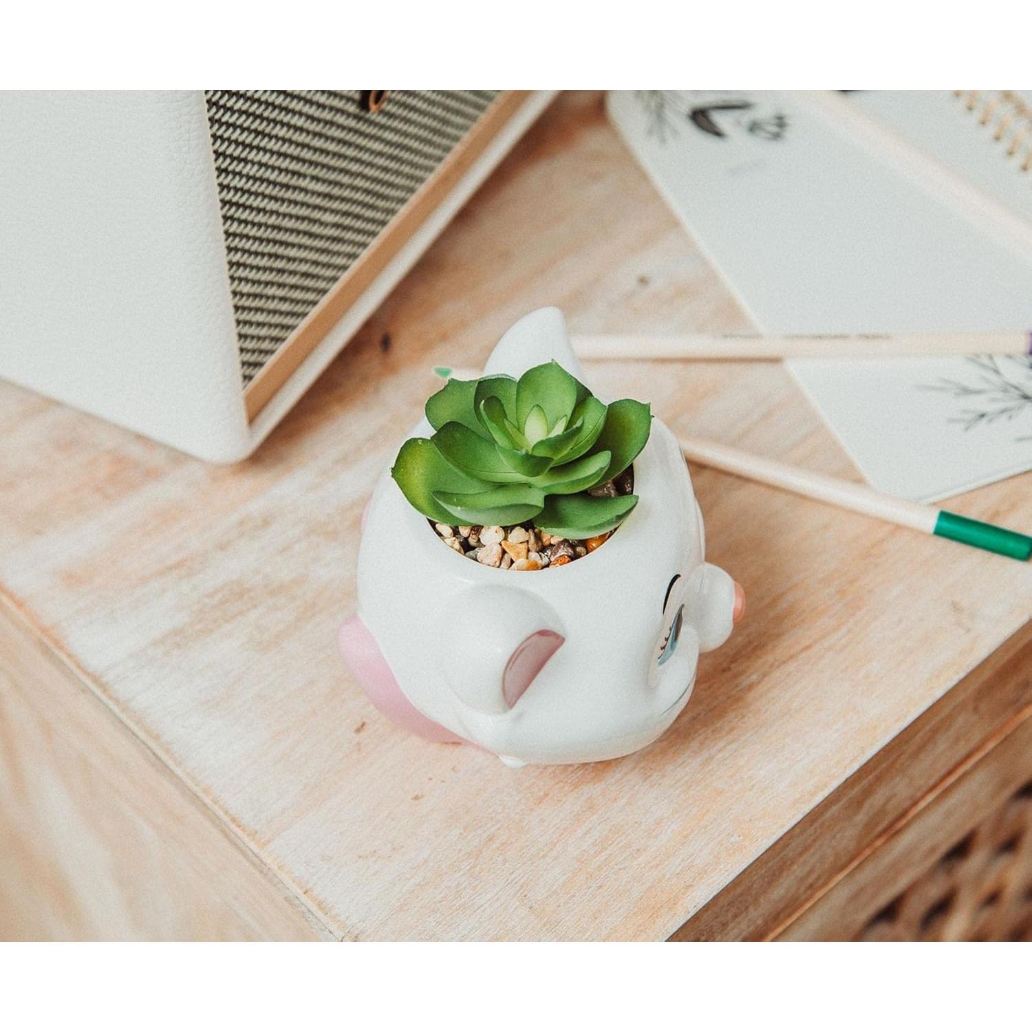 Maceta Cerámica Silver Buffalo Aristogatos Marie 11.4cm con Suculenta