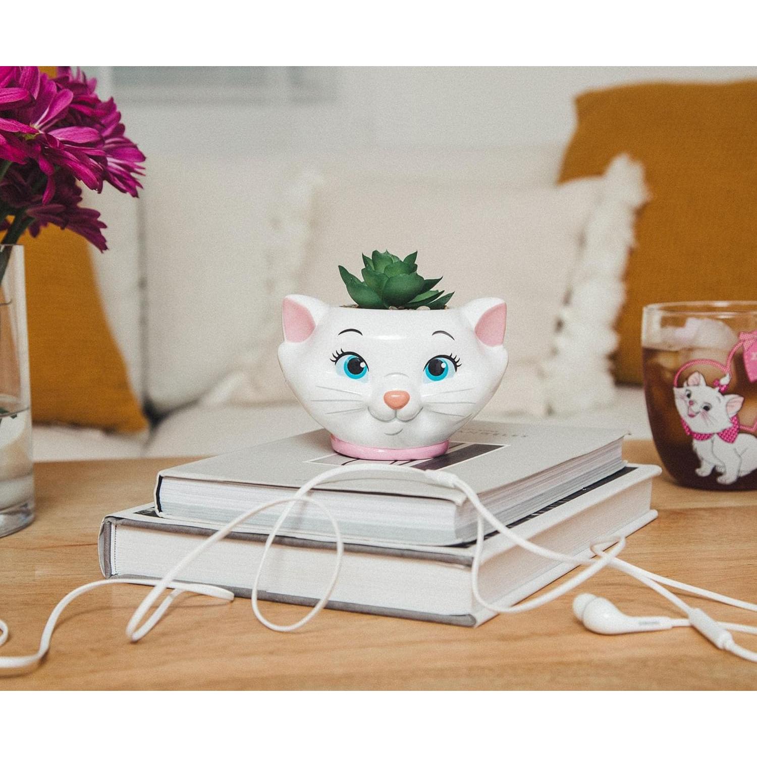 Maceta Cerámica Silver Buffalo Aristogatos Marie 11.4cm con Suculenta