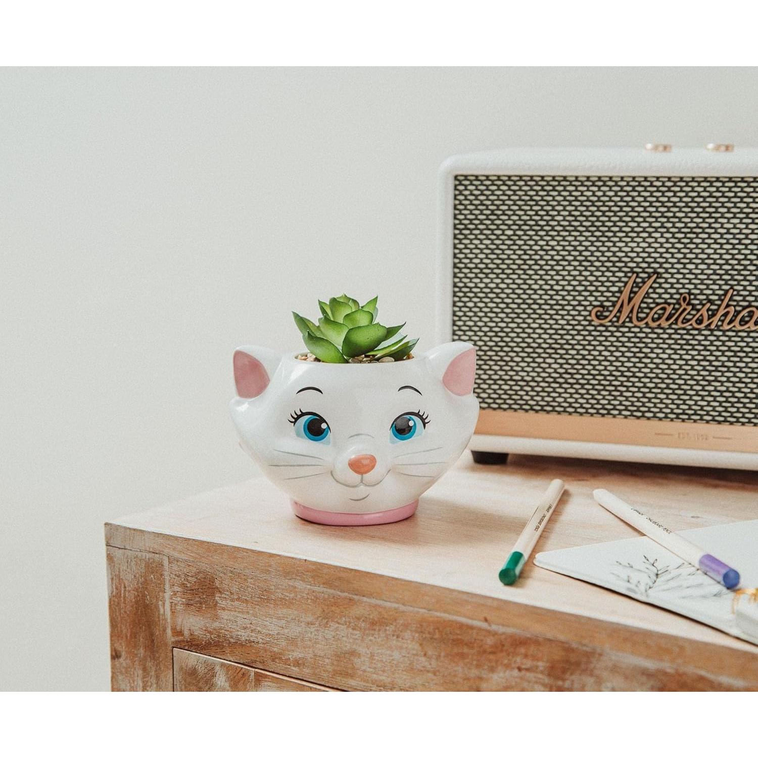 Maceta Cerámica Silver Buffalo Aristogatos Marie 11.4cm con Suculenta