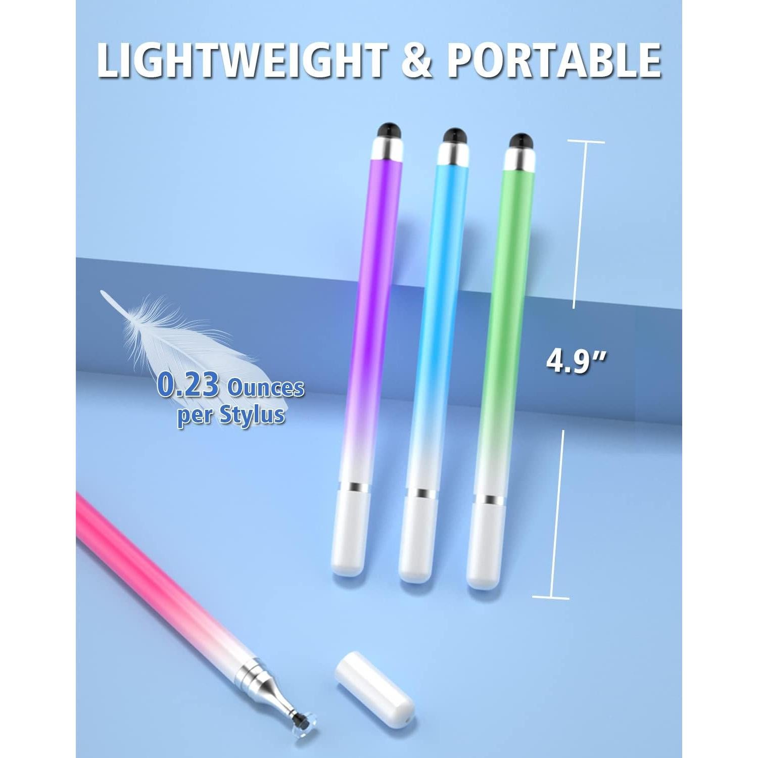 Lápices Stylus Universales 2 en 1 AmberVec - Paquete de 5 Colores