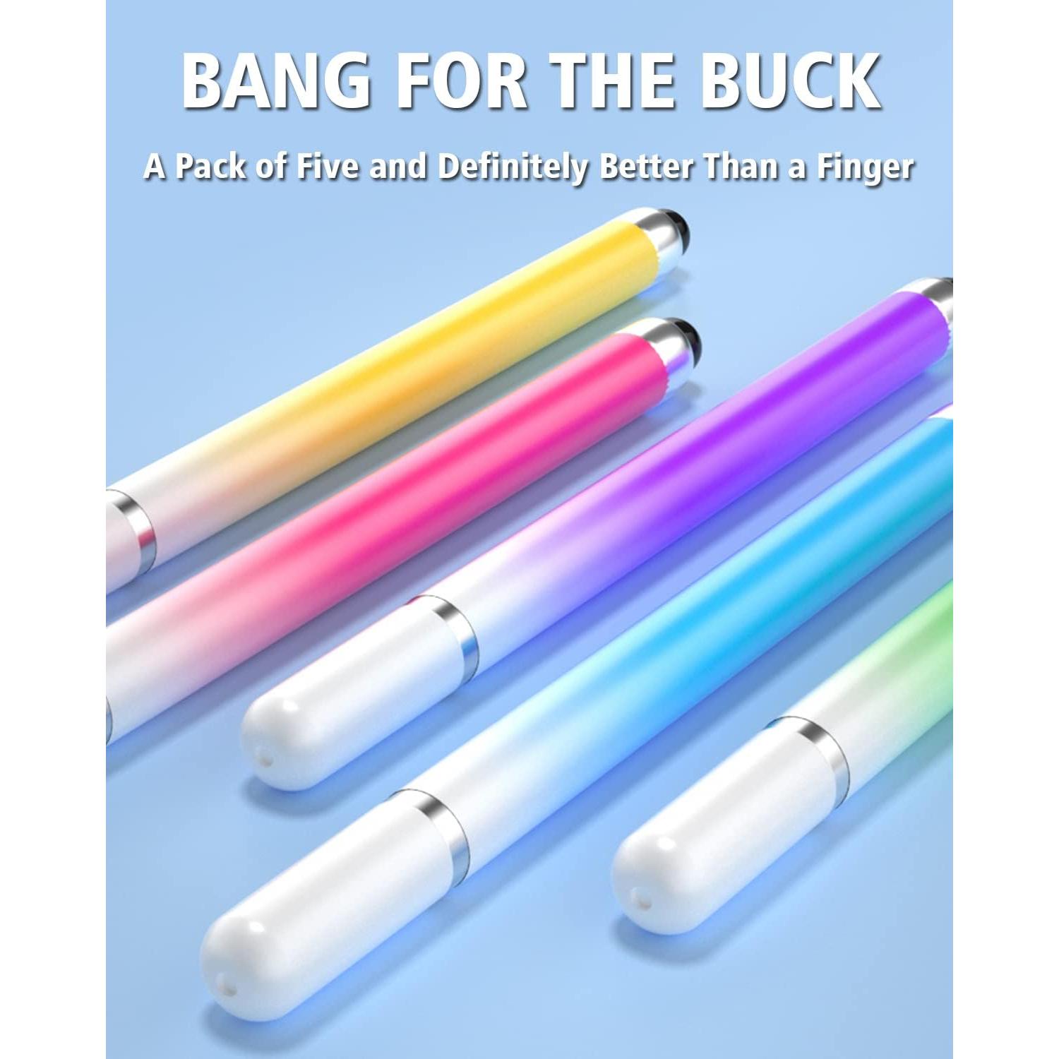 Lápices Stylus Universales 2 en 1 AmberVec - Paquete de 5 Colores