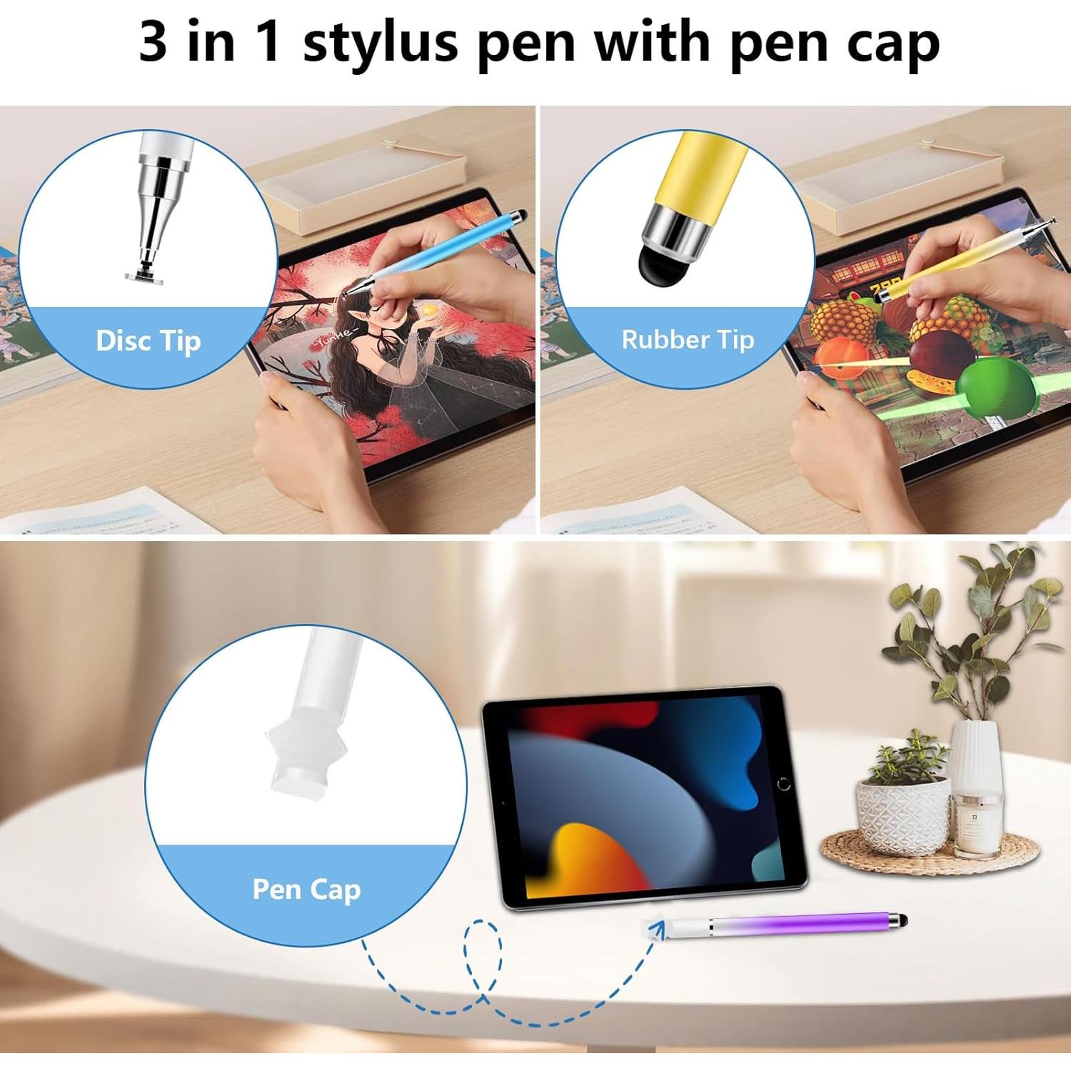 Paquete de 5 bolígrafos stylus Wrseler 3 en 1 alta precisión