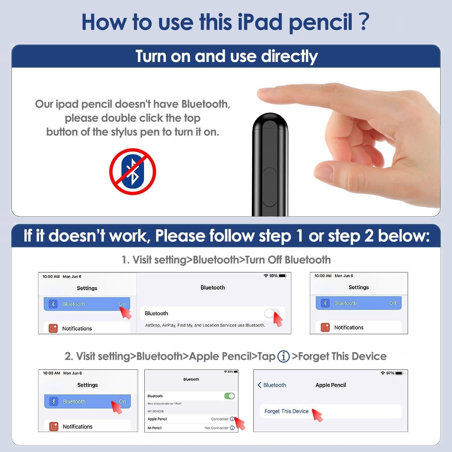 Lápiz Stylus SENMO para iPad Pro 11" y 12.9" Carga Rápida
