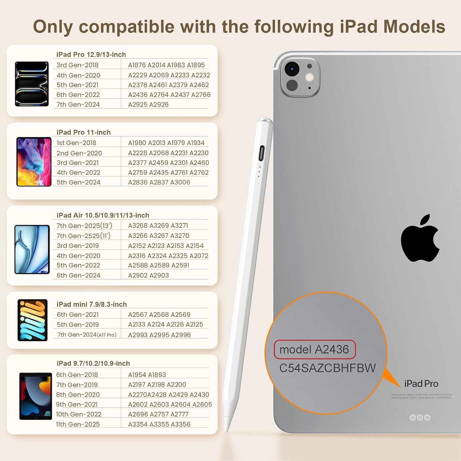 Lápiz Óptico Hastraith para iPad 2018-2025 Carga Rápida