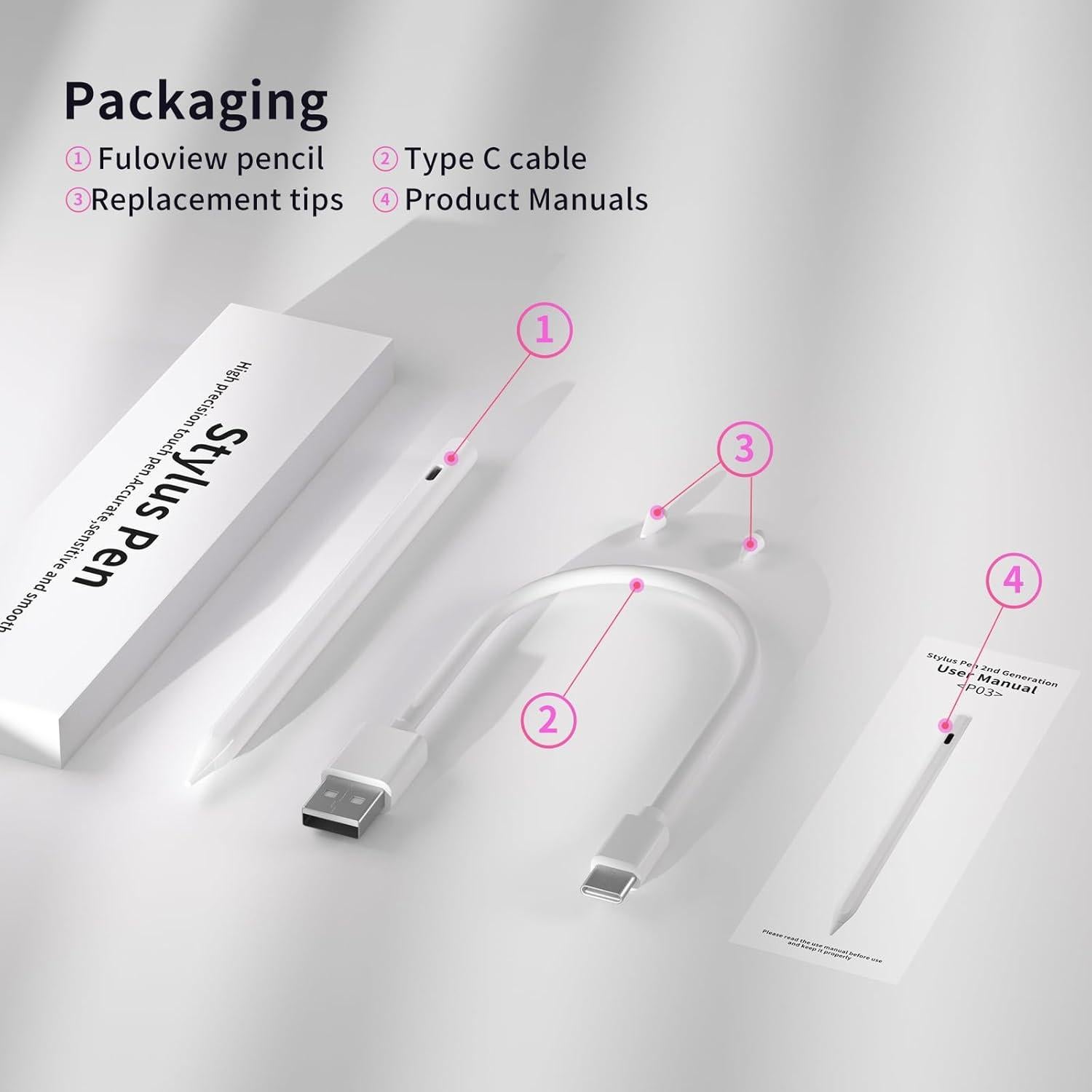 Lápiz Óptico Fuloview P6 para iPad 2018-2025 - Carga Rápida