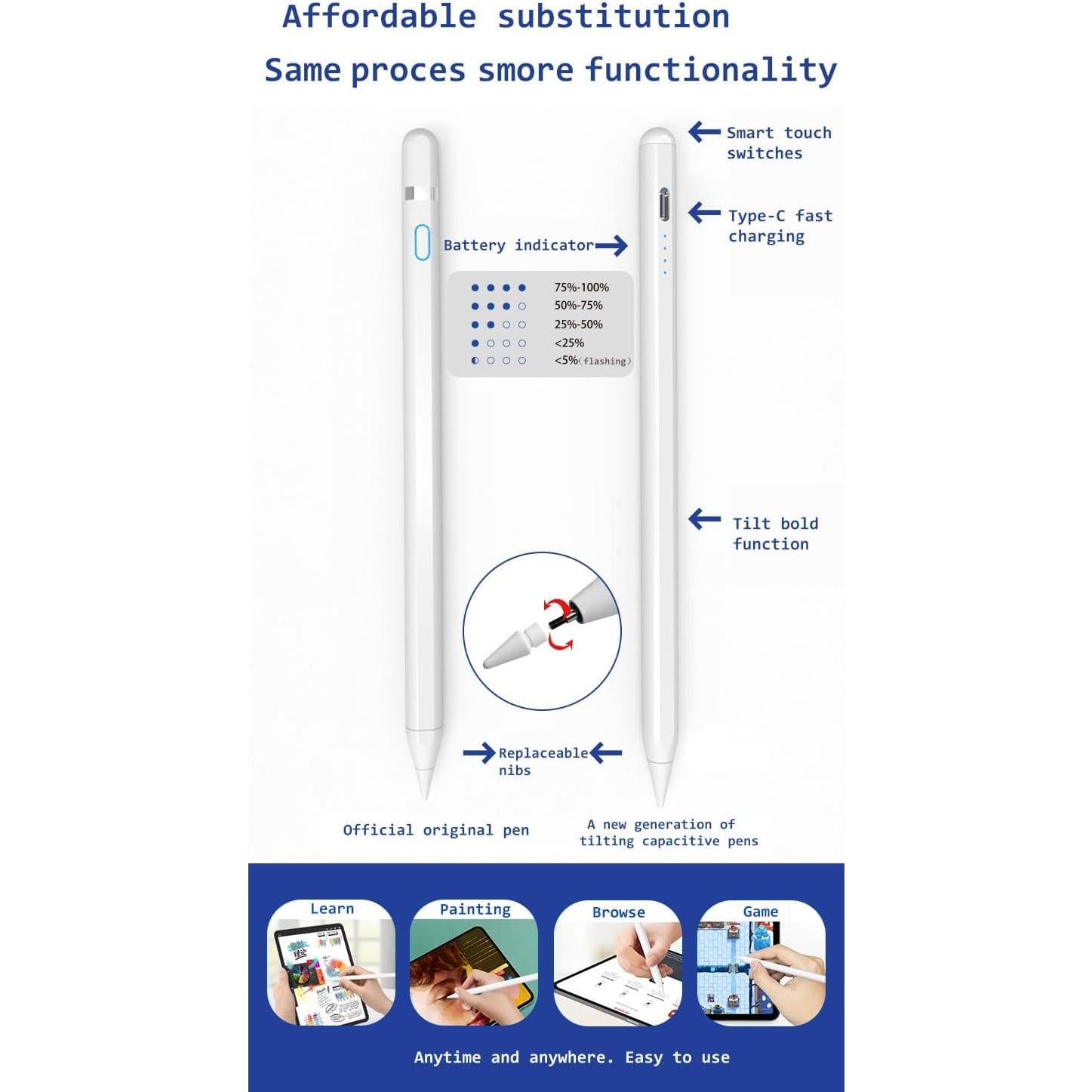 Bolígrafo Stylus Rgar para Tabletas Fire HD 10 y 8 - Negro