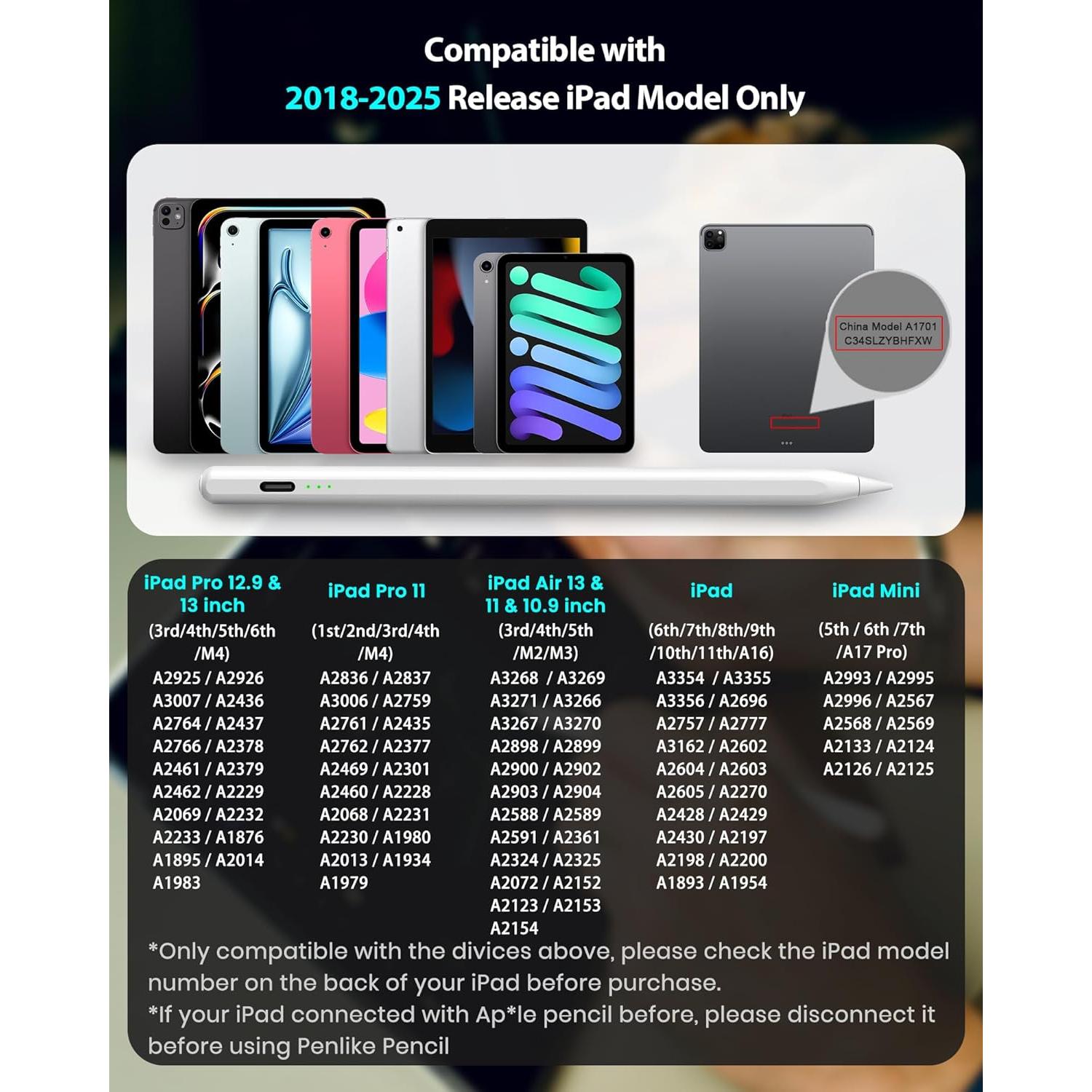 Lápiz Estilográfico Penlike para iPad 10ª Gen, Carga Rápida