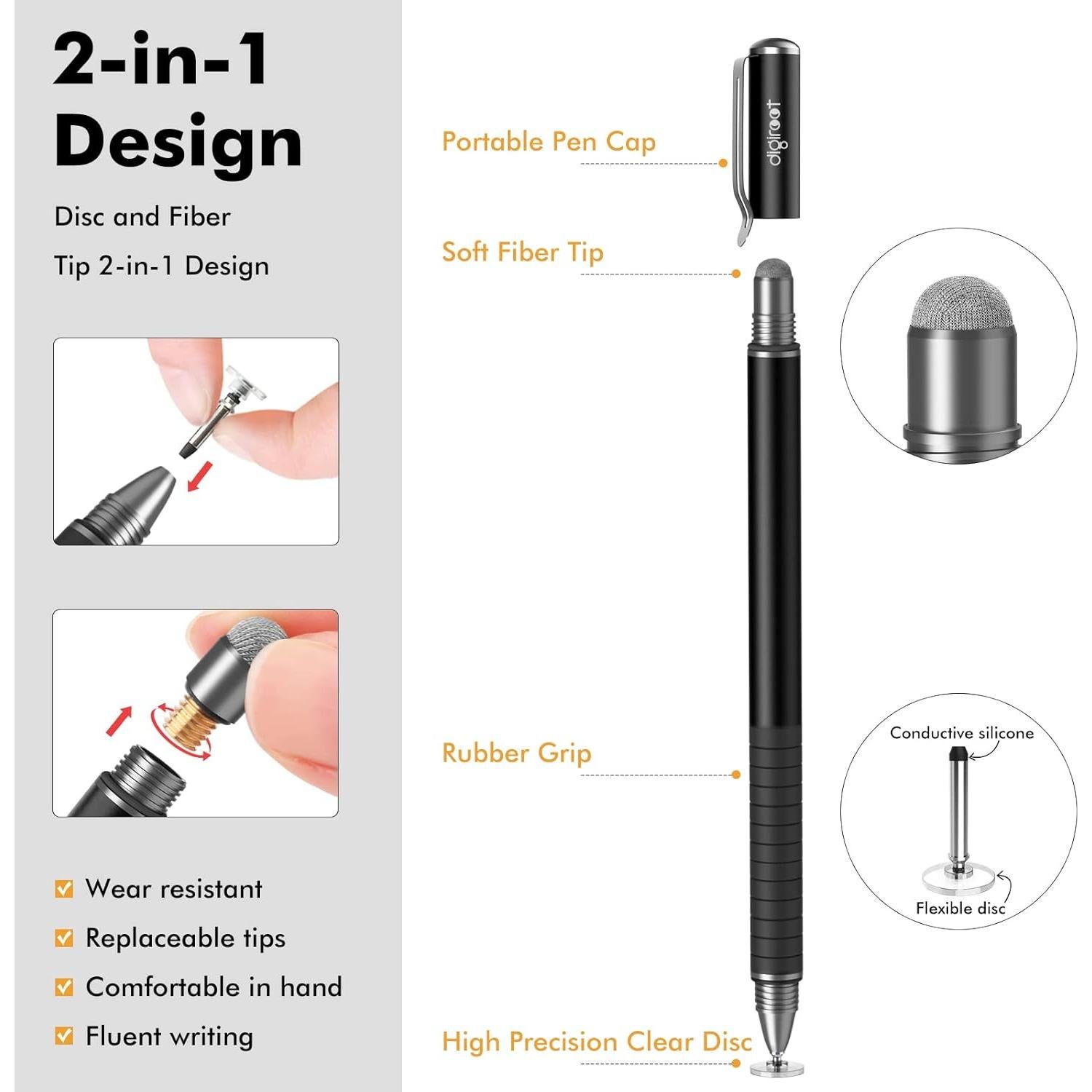 Estilógrafo Universal DIGIROOT 2-en-1 para Pantallas Táctiles