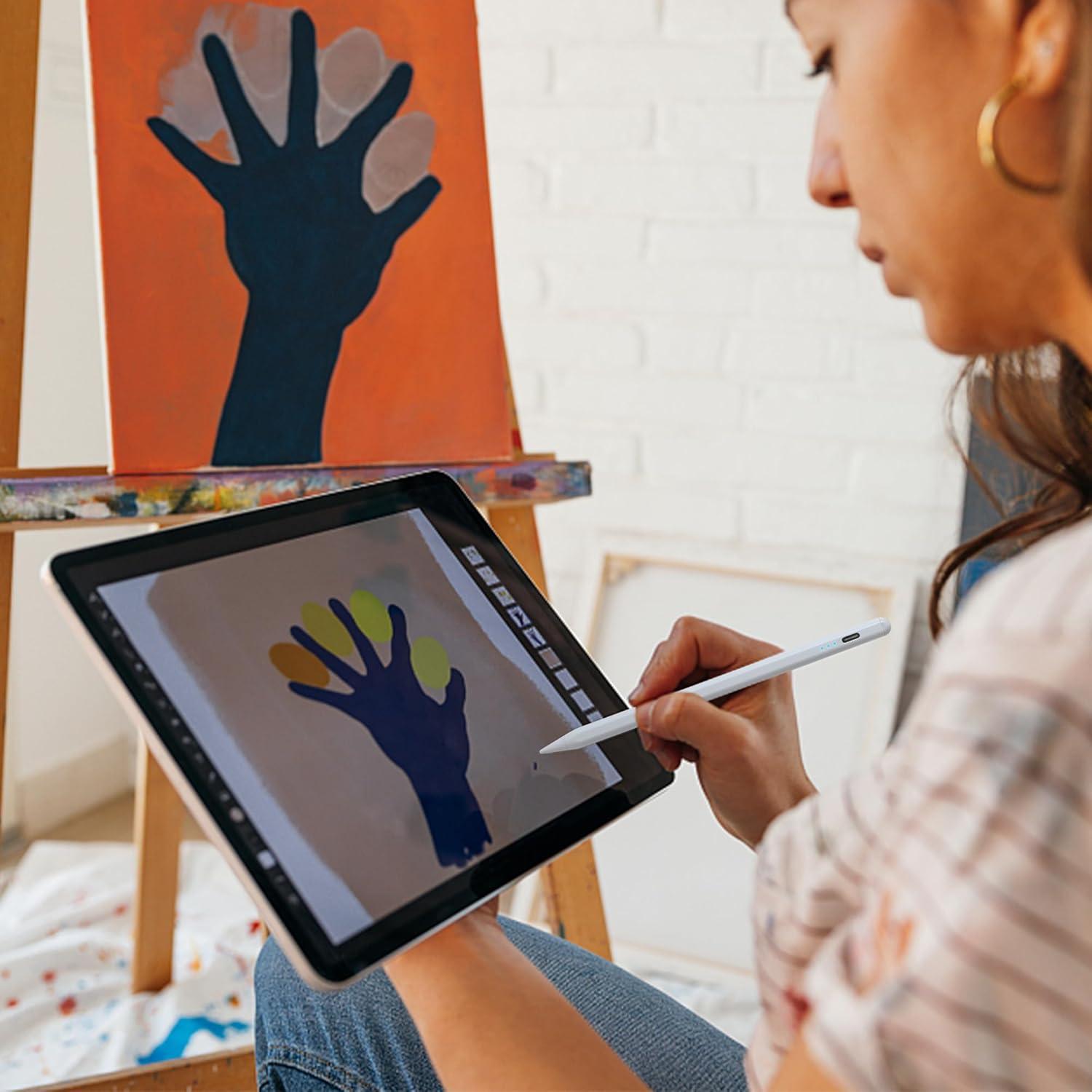 Lápiz Stylus Waiktyne para iPad 10ª 9ª 8ª 7ª 6ª Gen, Pro 12.9 11 M4, Air M2, Mini A17 Pro - Blanco