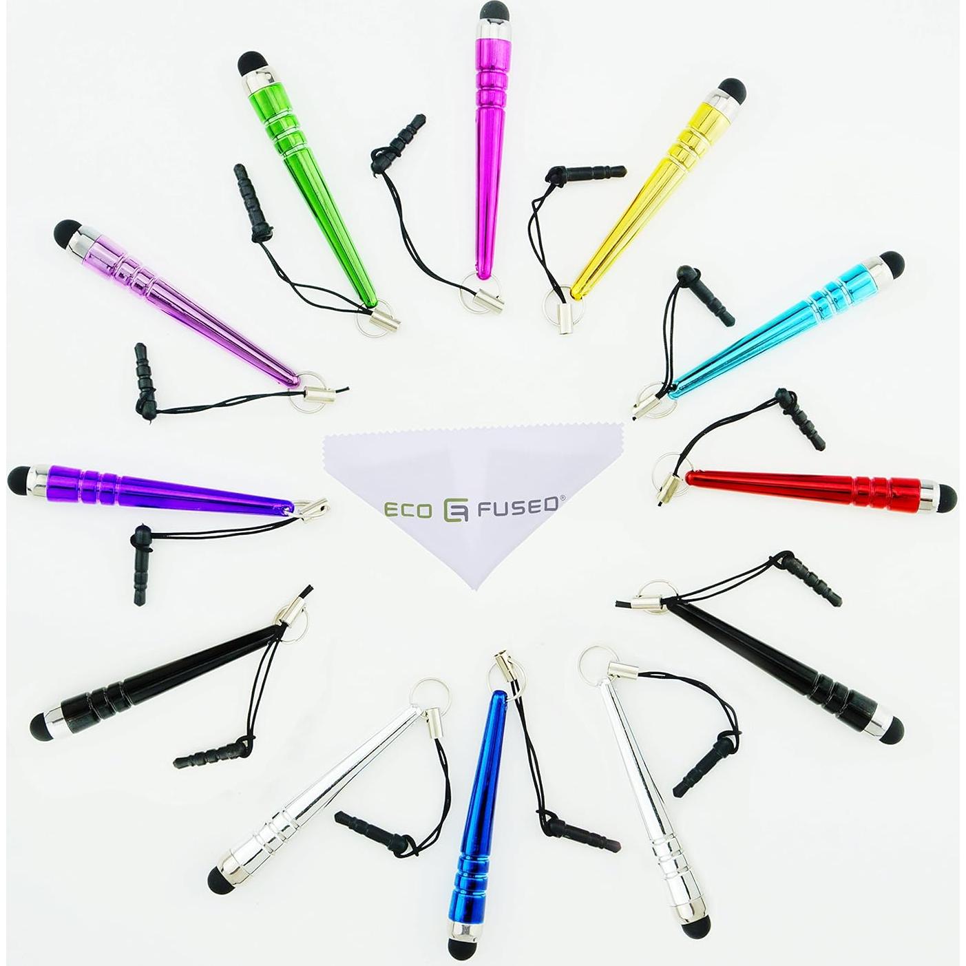 Paquete de 12 Bolígrafos Stylus Cortos Eco-Fused - Multicolor