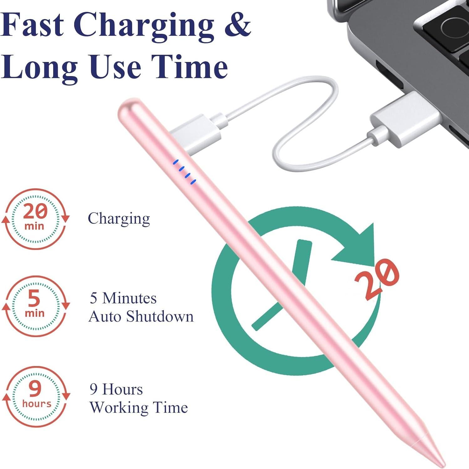 Lápiz Stylus Kenkor Rosa para iPad 2018-2025 con Rechazo de Palma