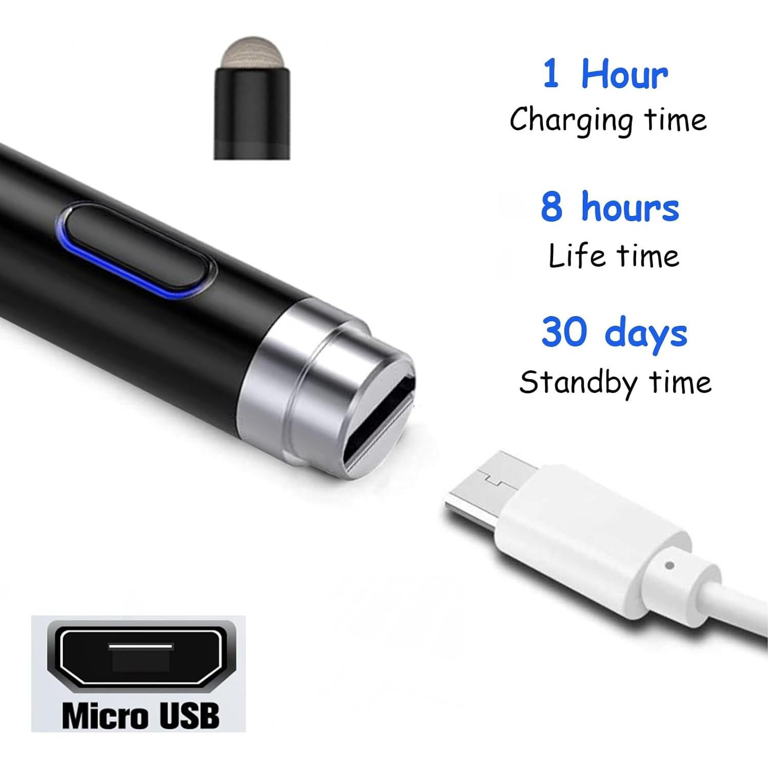 Lápiz Stylus Recargable CMARS para iPad y Tabletas - Negro