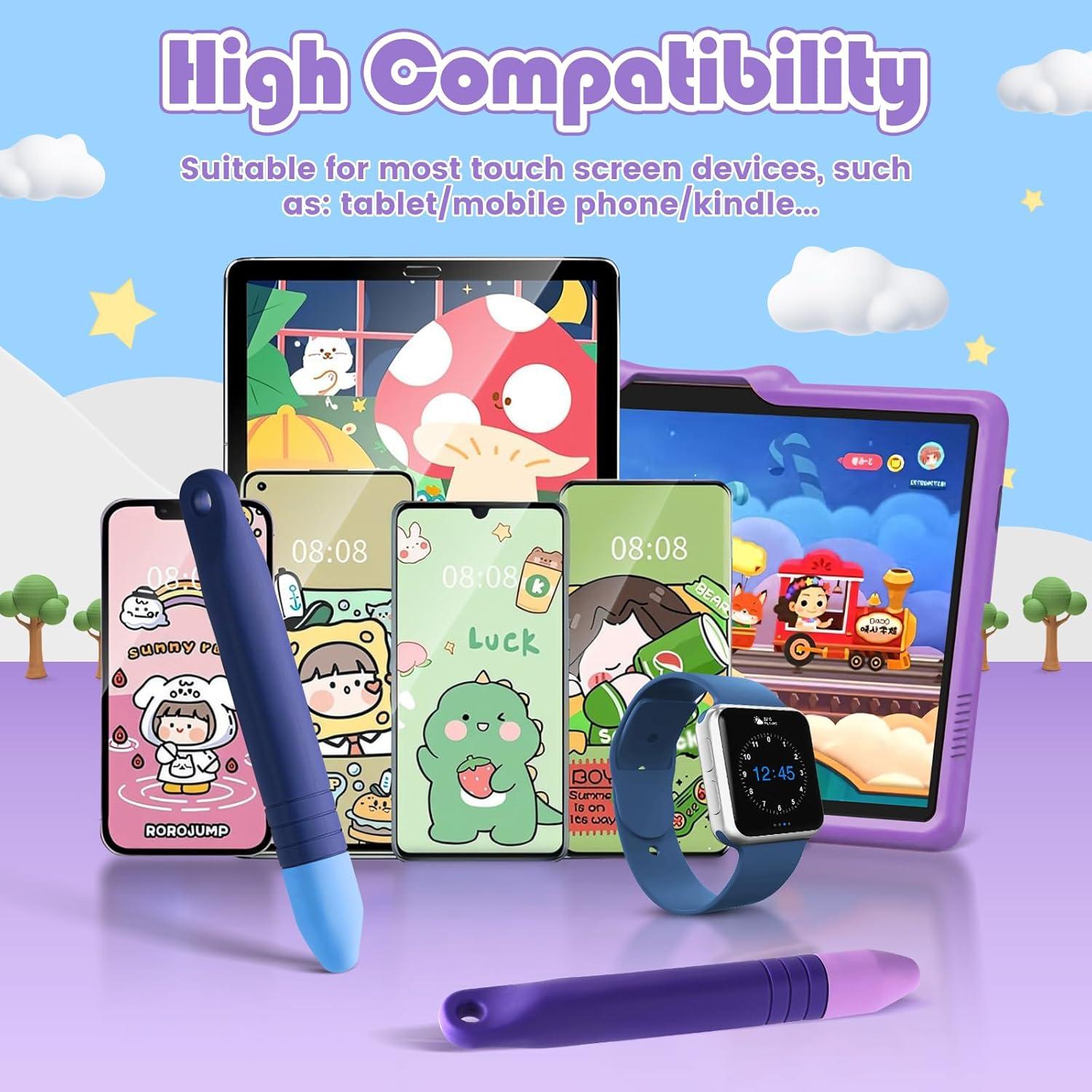 2 Lápices Stylus para Niños Pinsit Azul y Morado Antideslizante