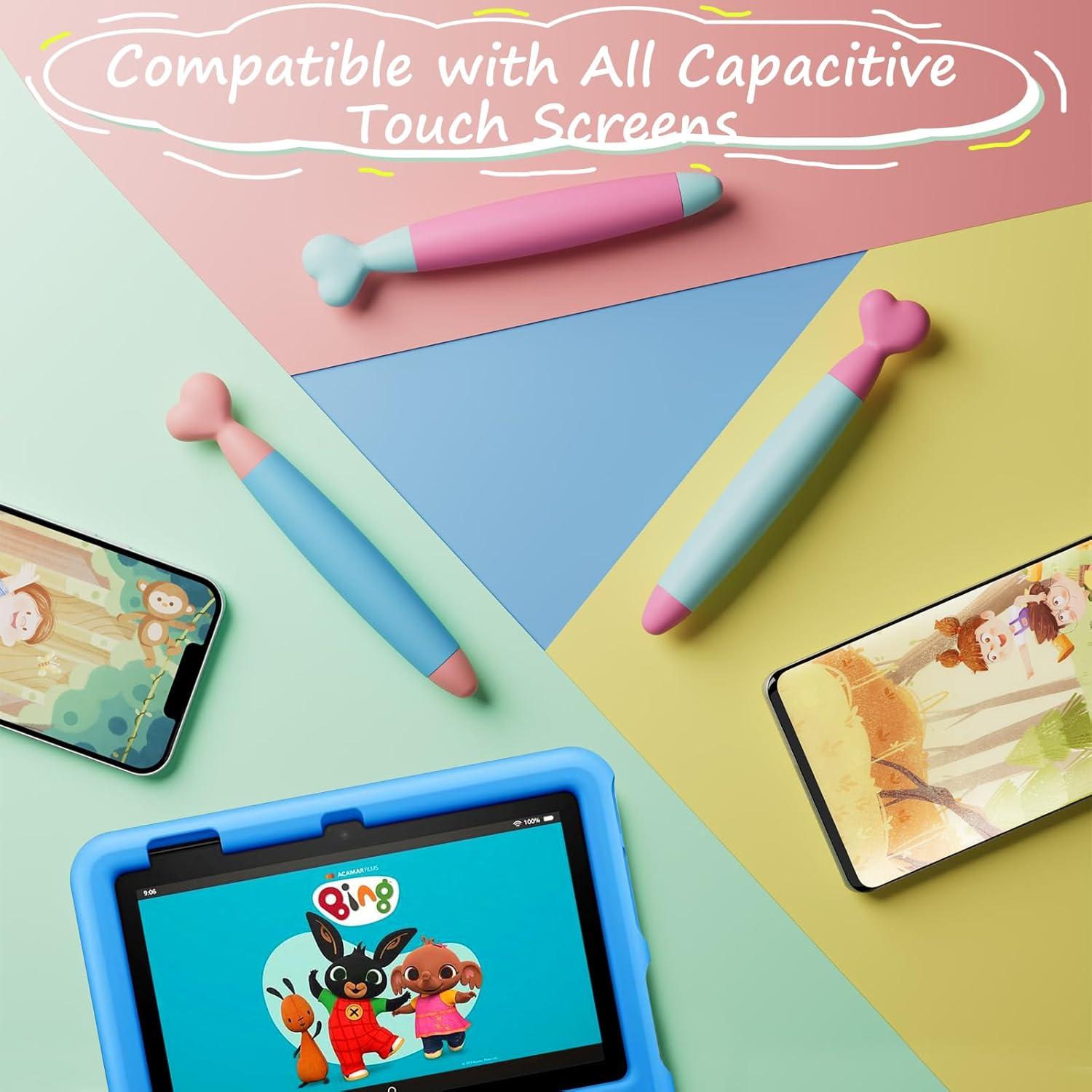 Bolígrafos Stylus para Niños DIGIROOT - Paquete de 3 con Puntas de Goma